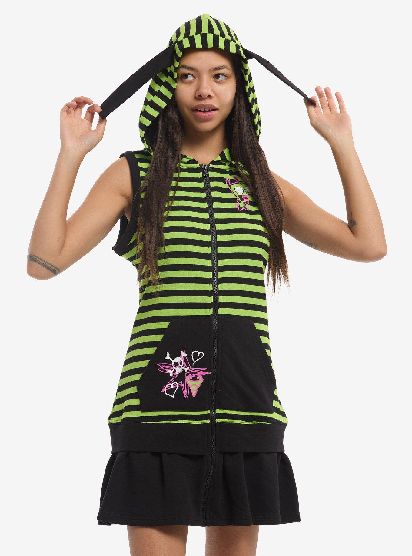 Invader Zim GIR Stripe Hoodie Dress, , hi-res