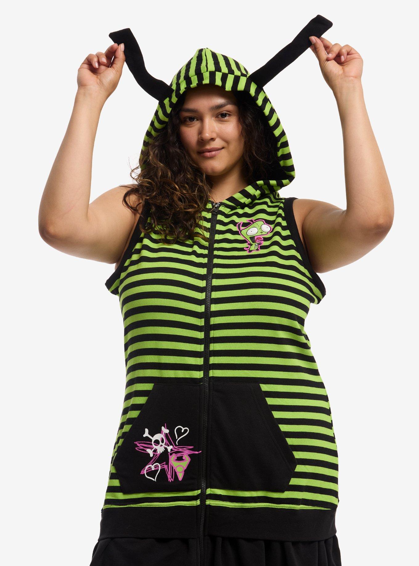 Invader Zim GIR Stripe Hoodie Dress Plus Size, , hi-res