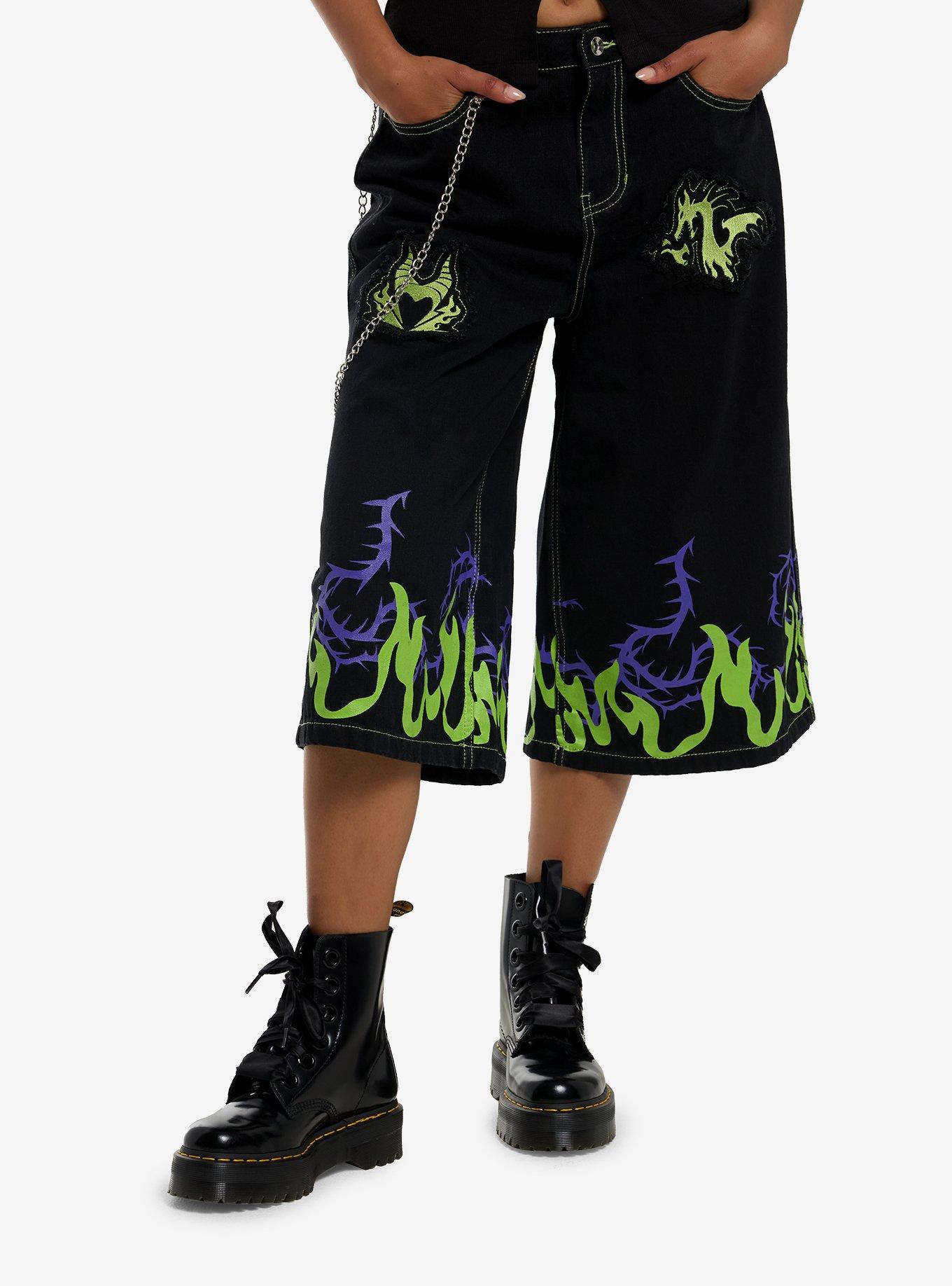 Disney Sleeping Beauty Maleficent Wide Leg Jorts, , hi-res