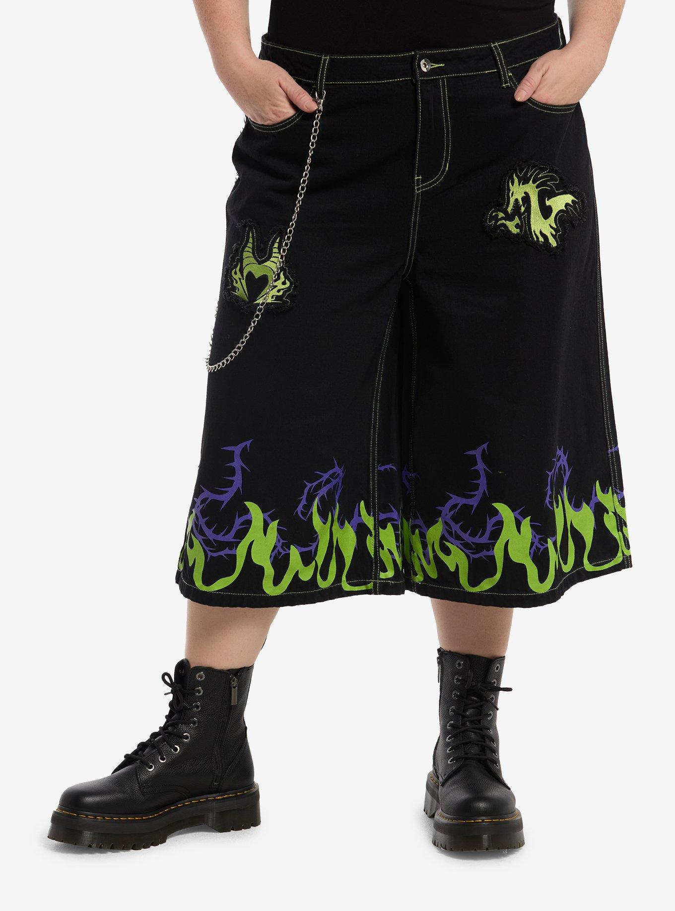 Disney Sleeping Beauty Maleficent Wide Leg Jorts Plus Size, , hi-res