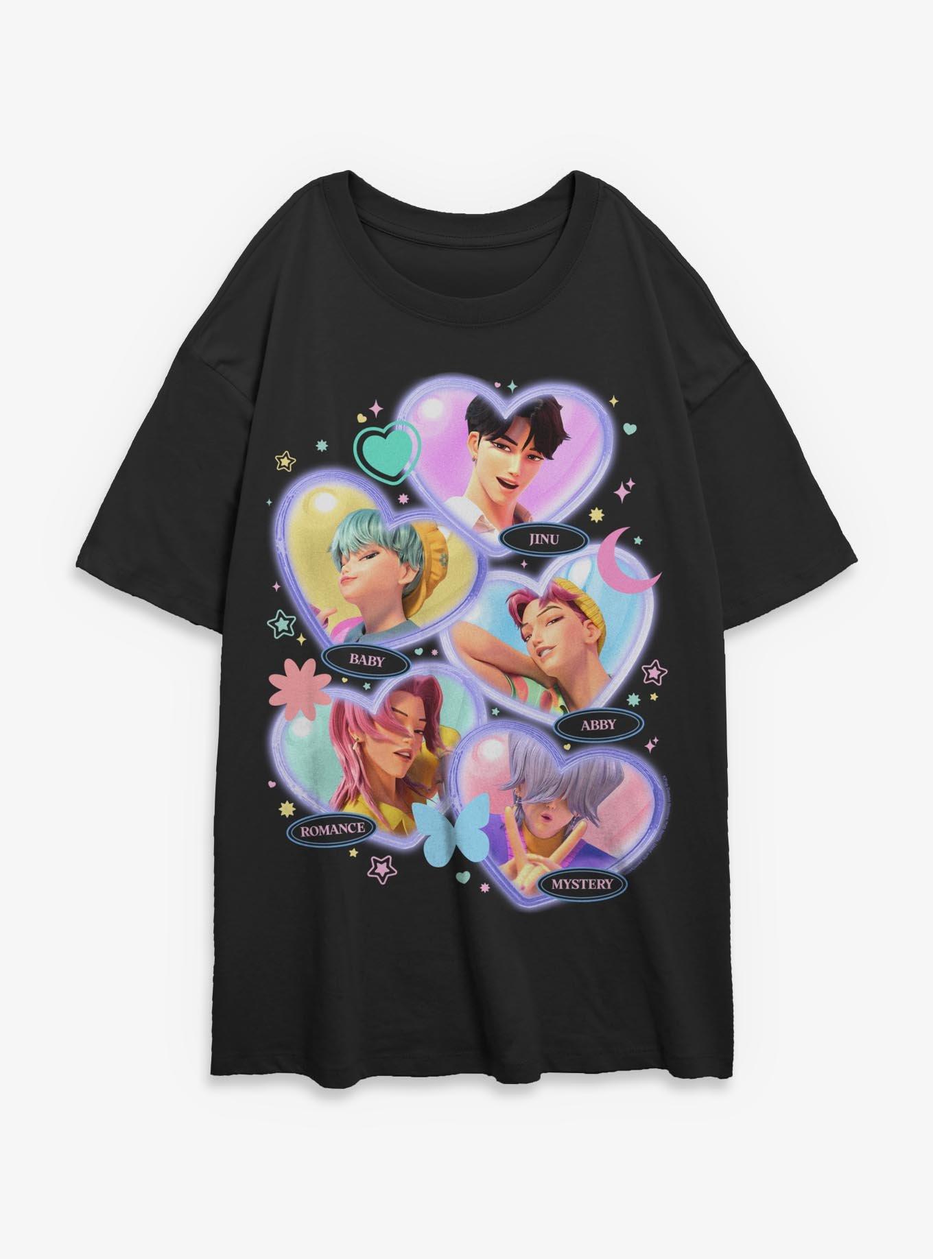 KPop Demon Hunters Saja Boys Heart Pose Womens Oversized T-Shirt, BLACK, hi-res view 1