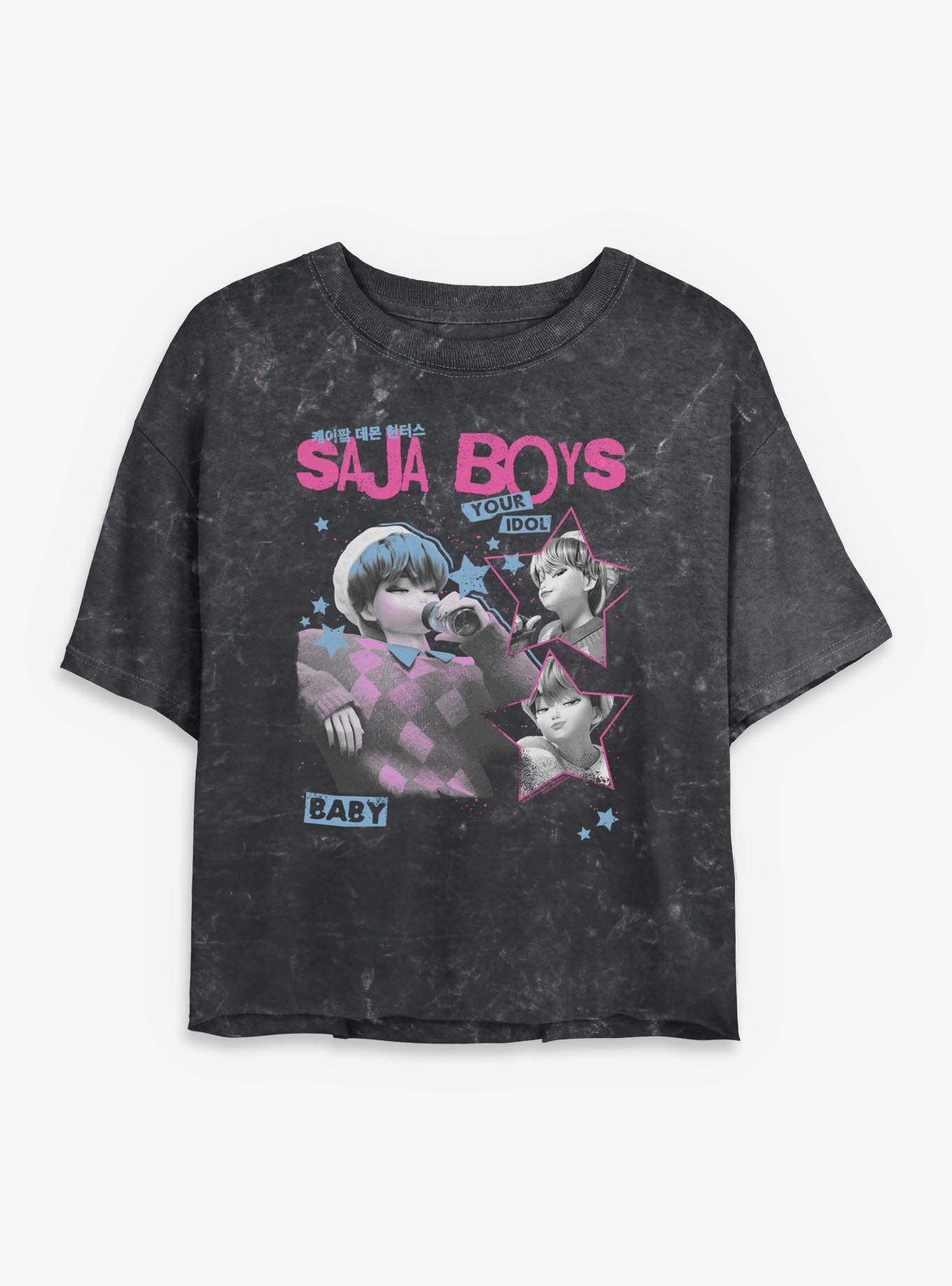 KPop Demon Hunters Saja Boys Baby Your Idol Mineral Wash Womens Crop T-Shirt, , hi-res