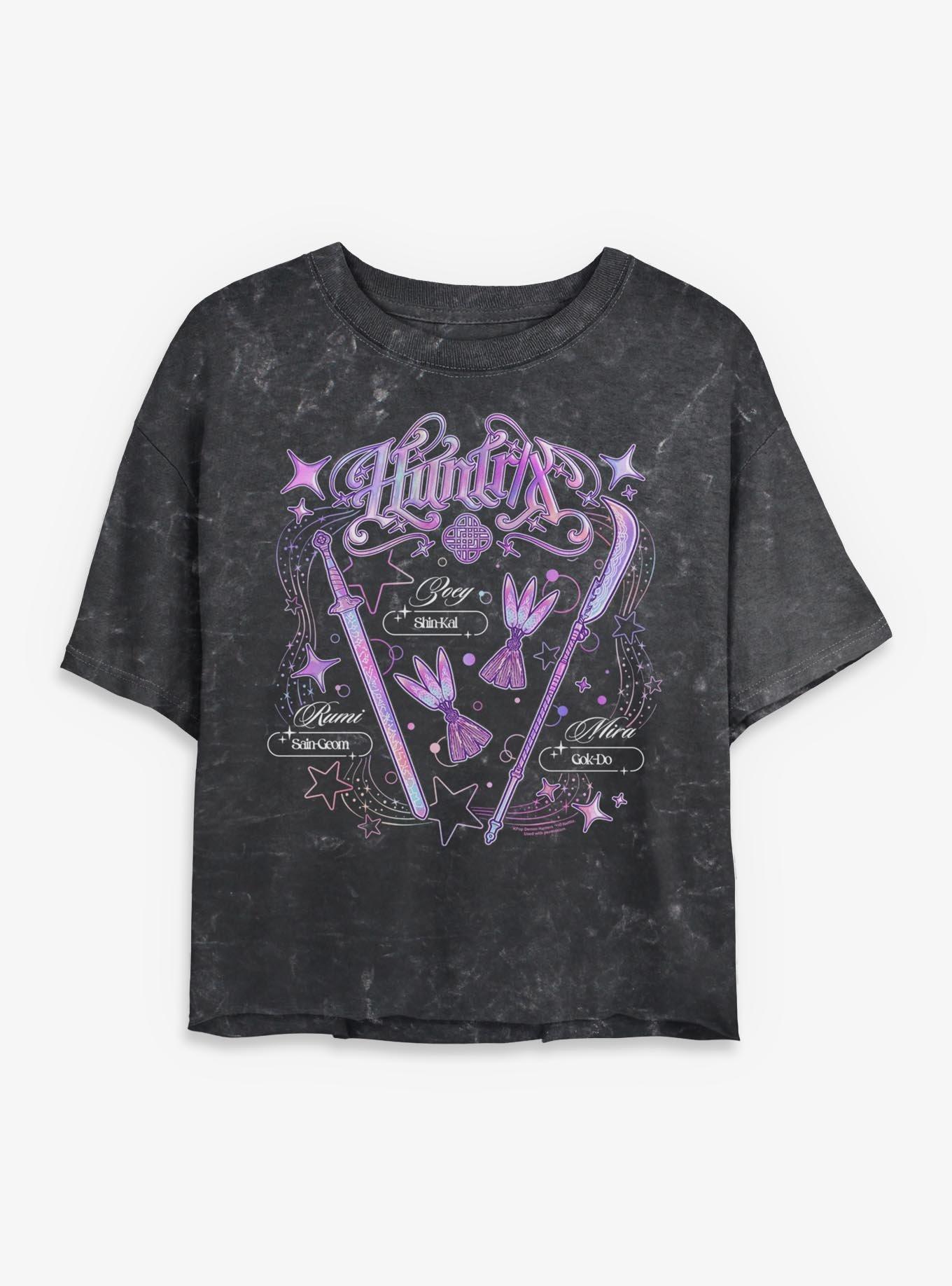 KPop Demon Hunters HUNTR/X Weapons Mineral Wash Womens Crop T-Shirt, , hi-res