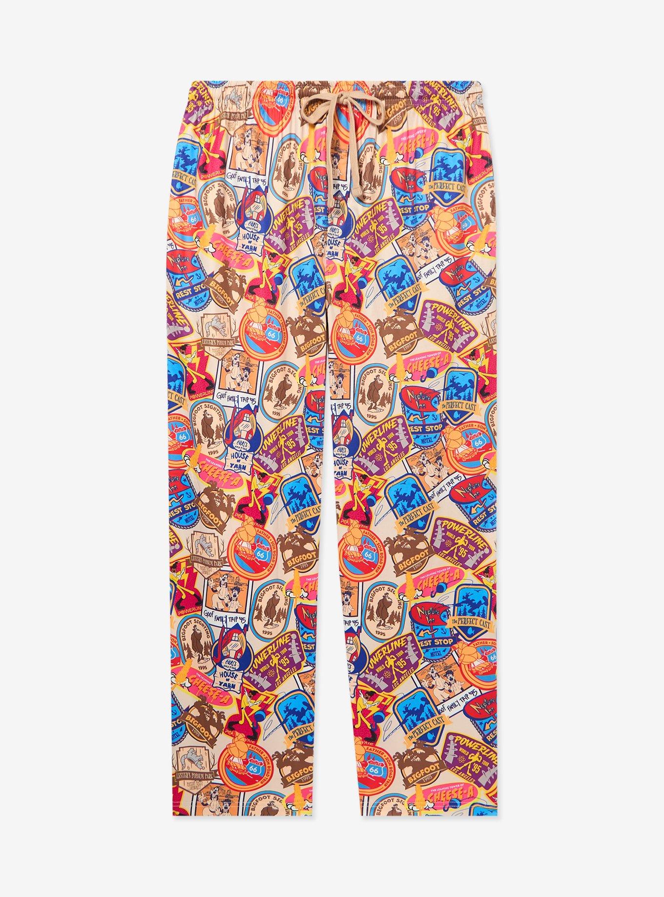 Disney A Goofy Movie Badges Allover Print Sleep Pants - BoxLunch Exclusive, , hi-res