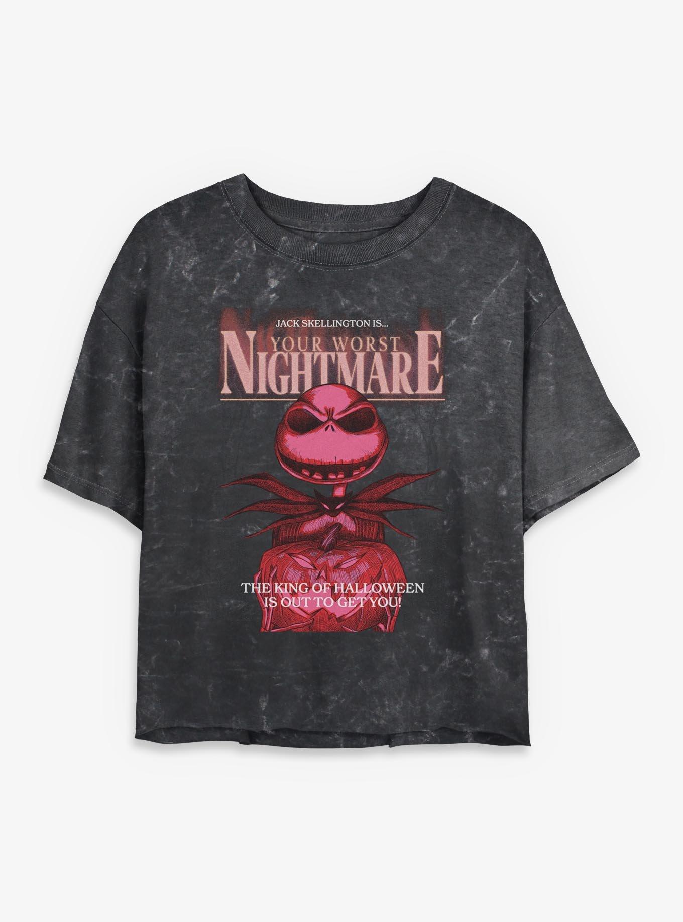 Disney The Nightmare Before Christmas Your Worst Nightmare Mineral Wash Womens Crop T-Shirt, , hi-res