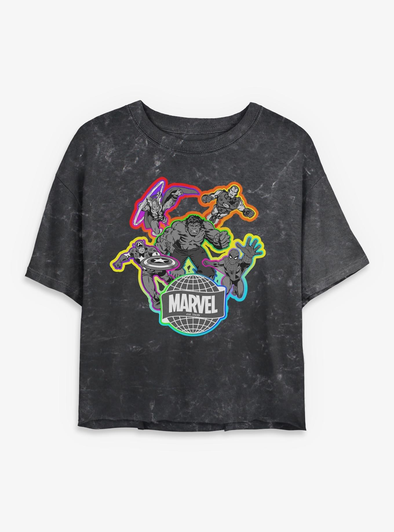 Marvel Energized Heroes Mineral Wash Womens Crop T-Shirt, , hi-res