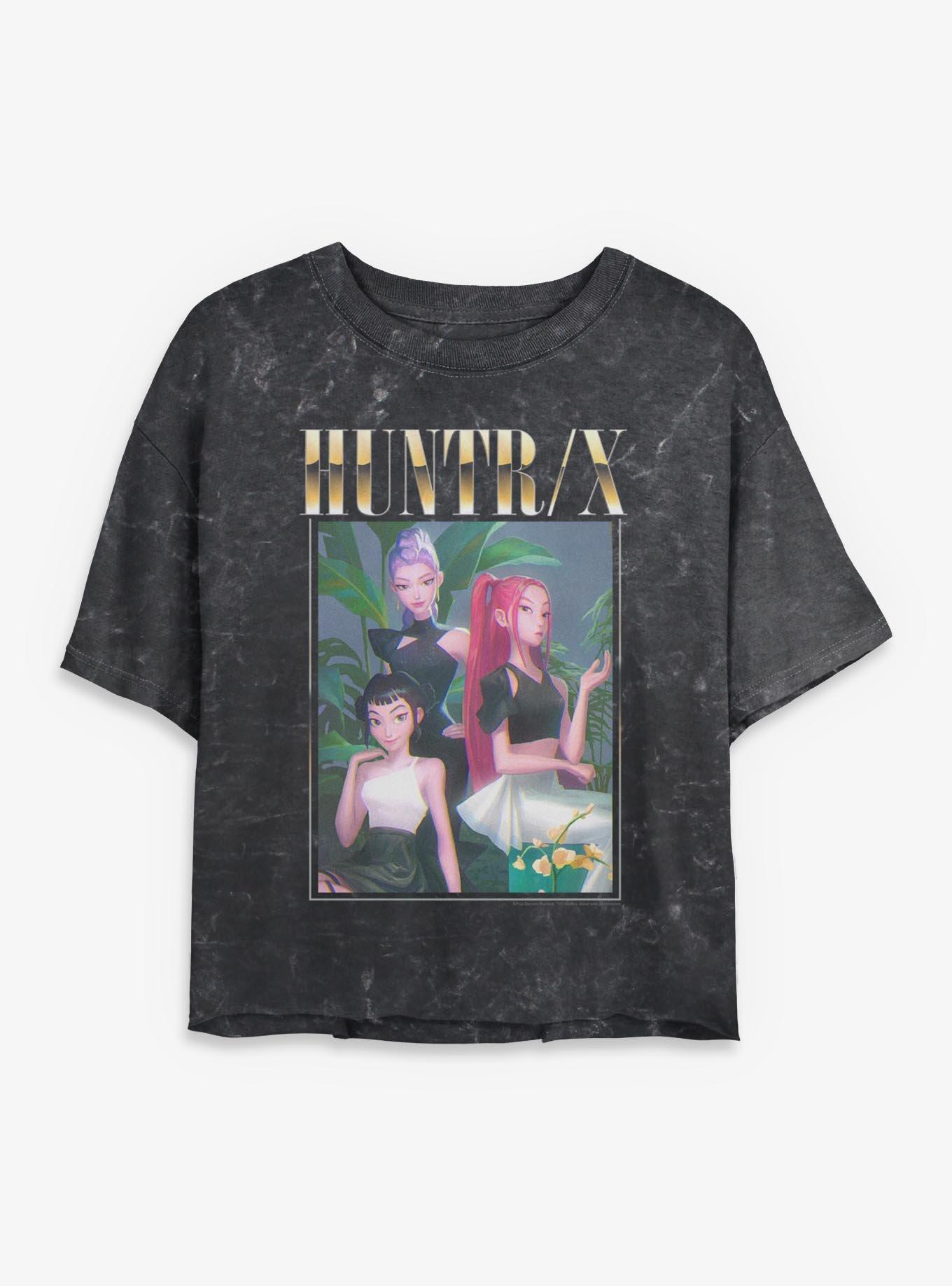 KPop Demon Hunters Huntrix Photocard Mineral Wash Womens Crop T-Shirt