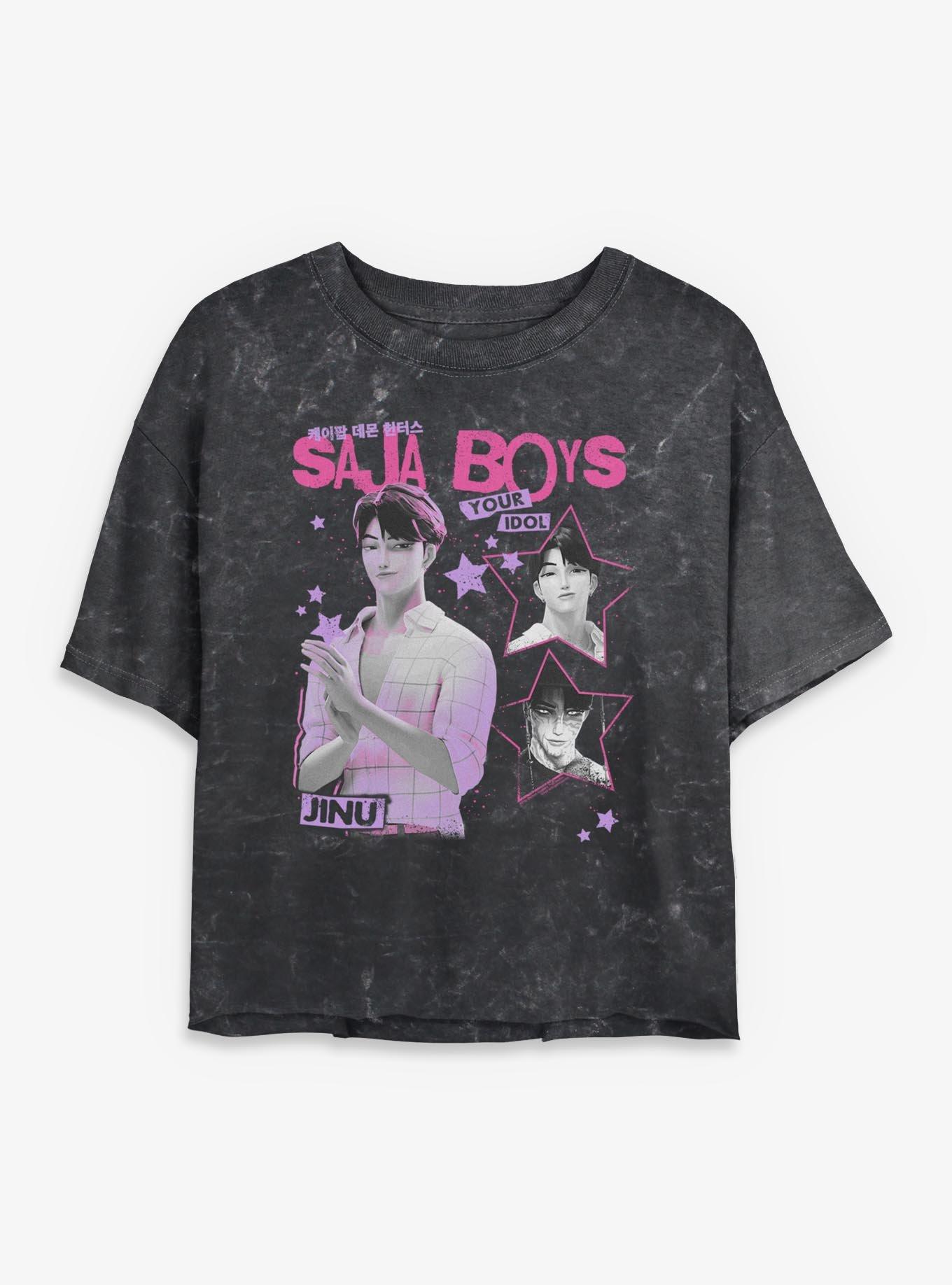 KPop Demon Hunters Saja Boys Jinu Your Idol Mineral Wash Womens Crop T-Shirt