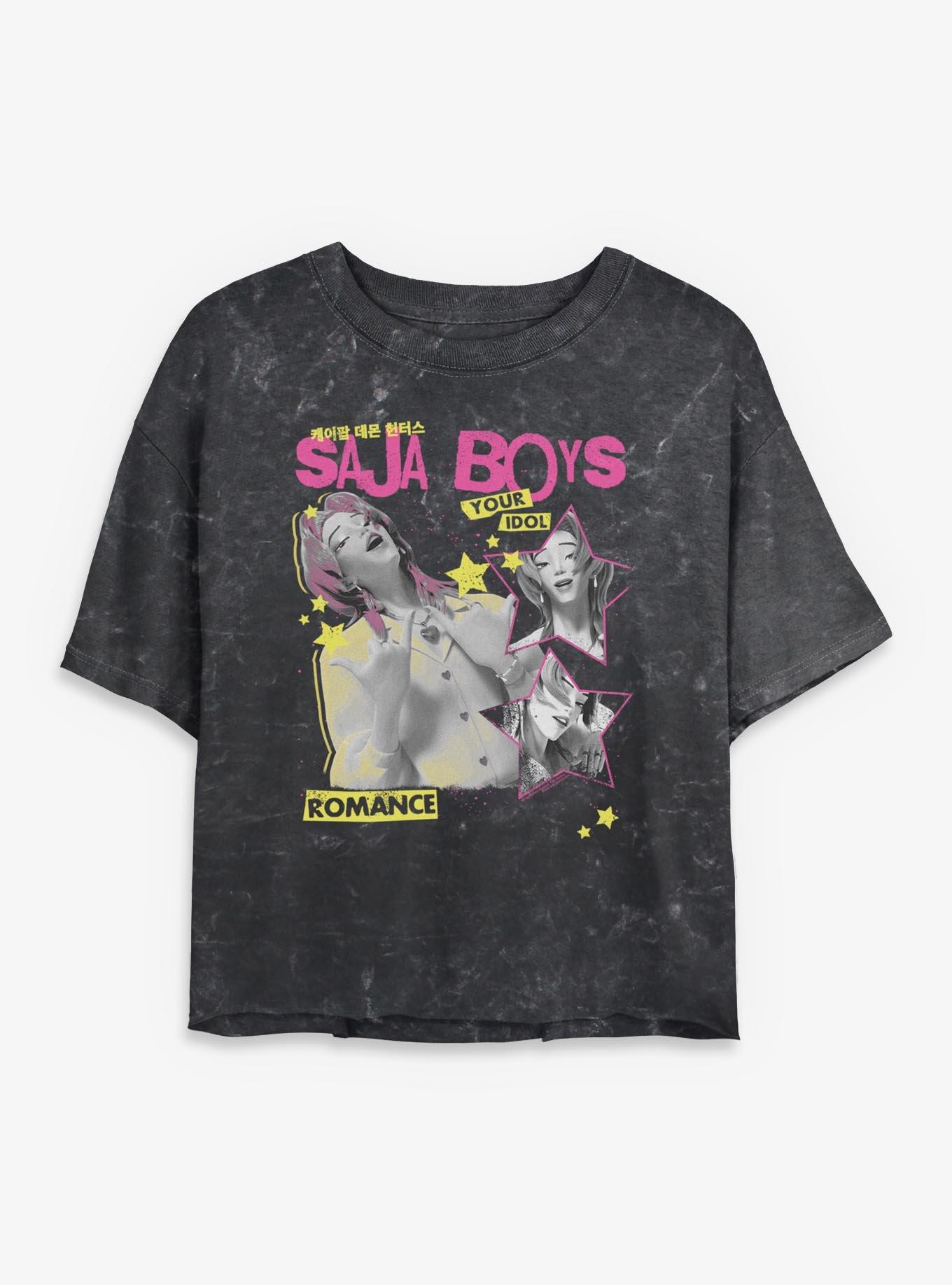 KPop Demon Hunters Saja Boys Romance Your Idol Mineral Wash Womens Crop T-Shirt, , hi-res