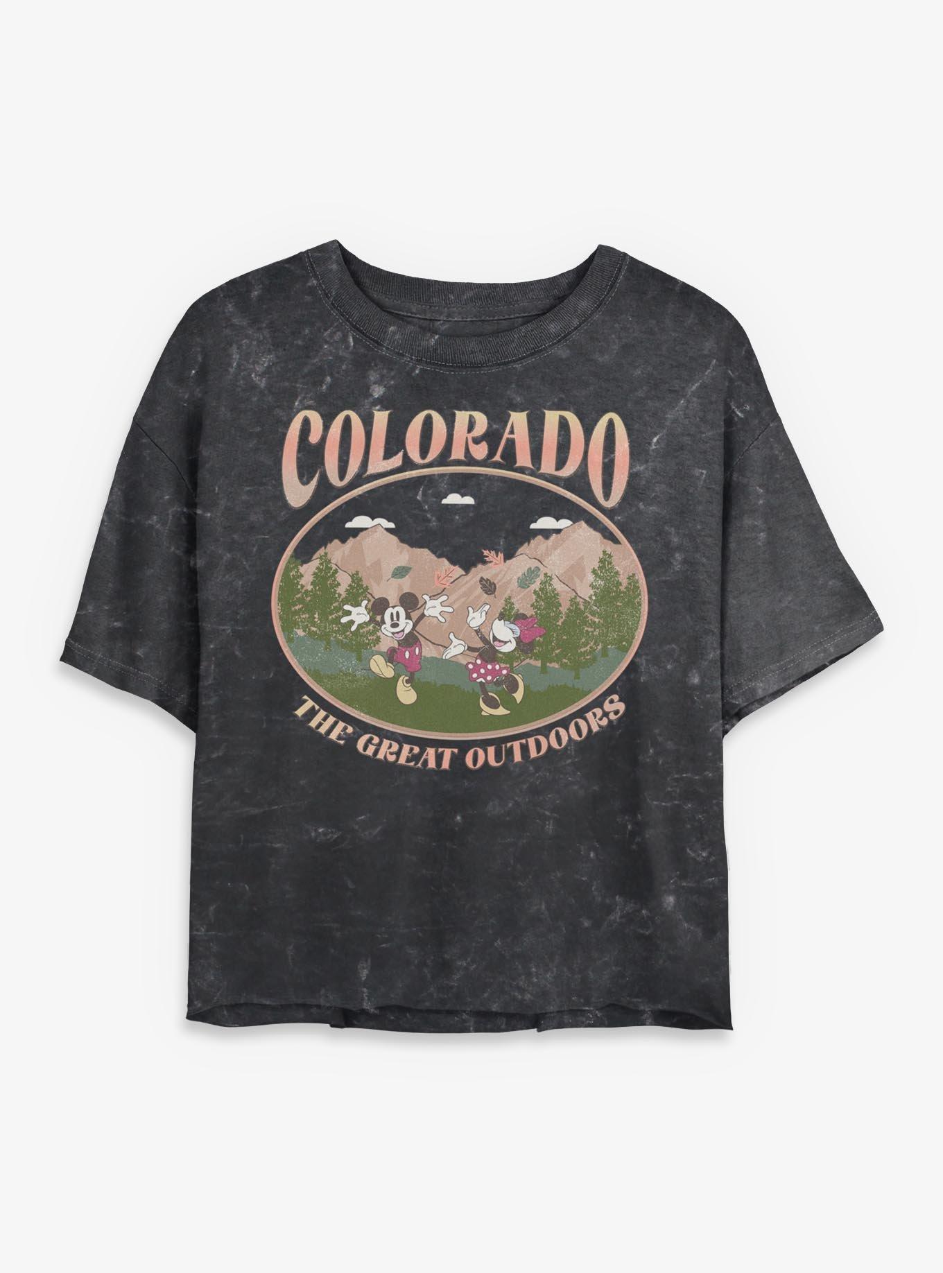 Disney Mickey Mouse The Great Outdoors Mineral Wash Womens Crop T-Shirt, , hi-res