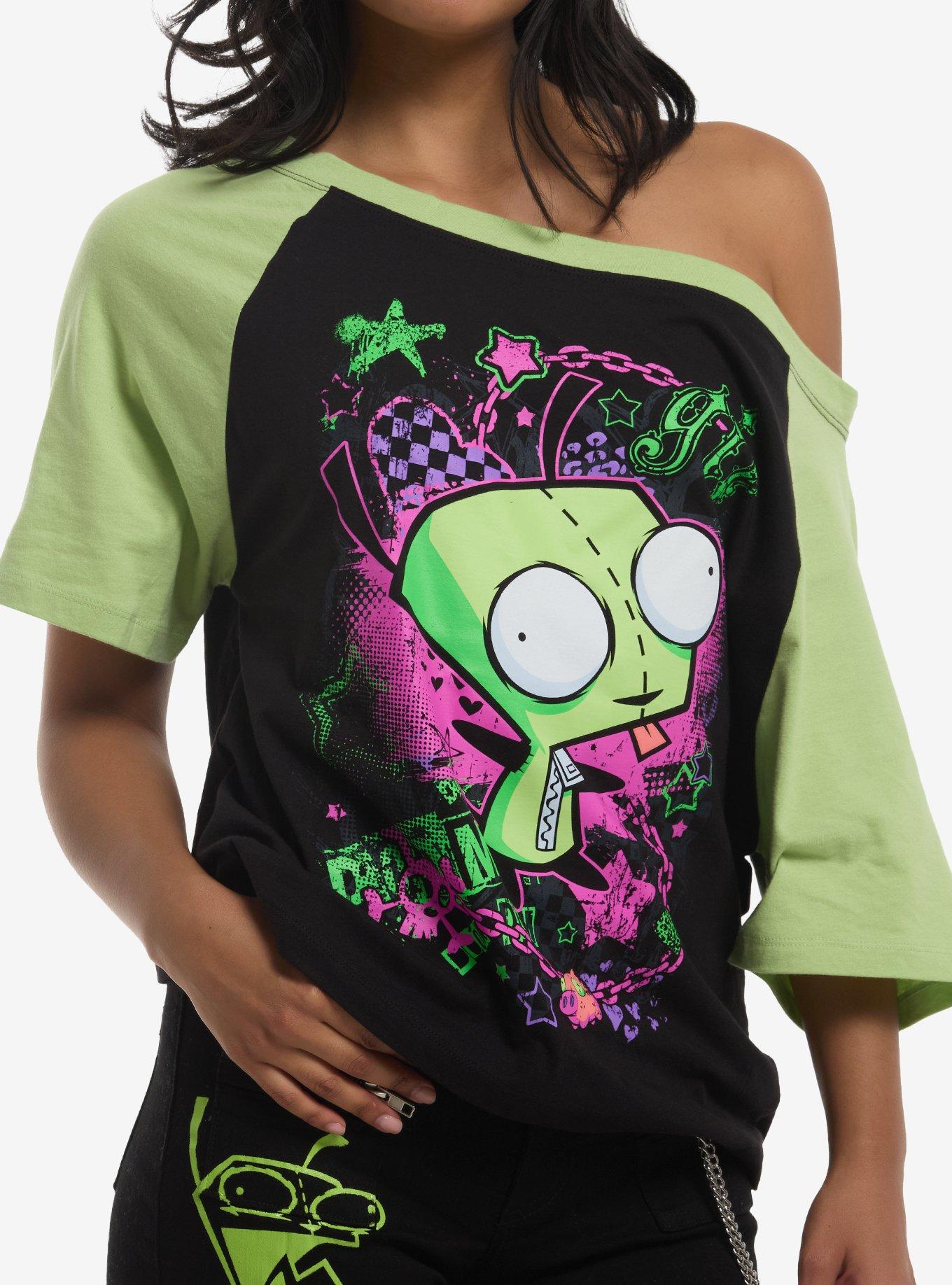 Invader Zim GIR Graffiti Girls Off-Shoulder T-Shirt