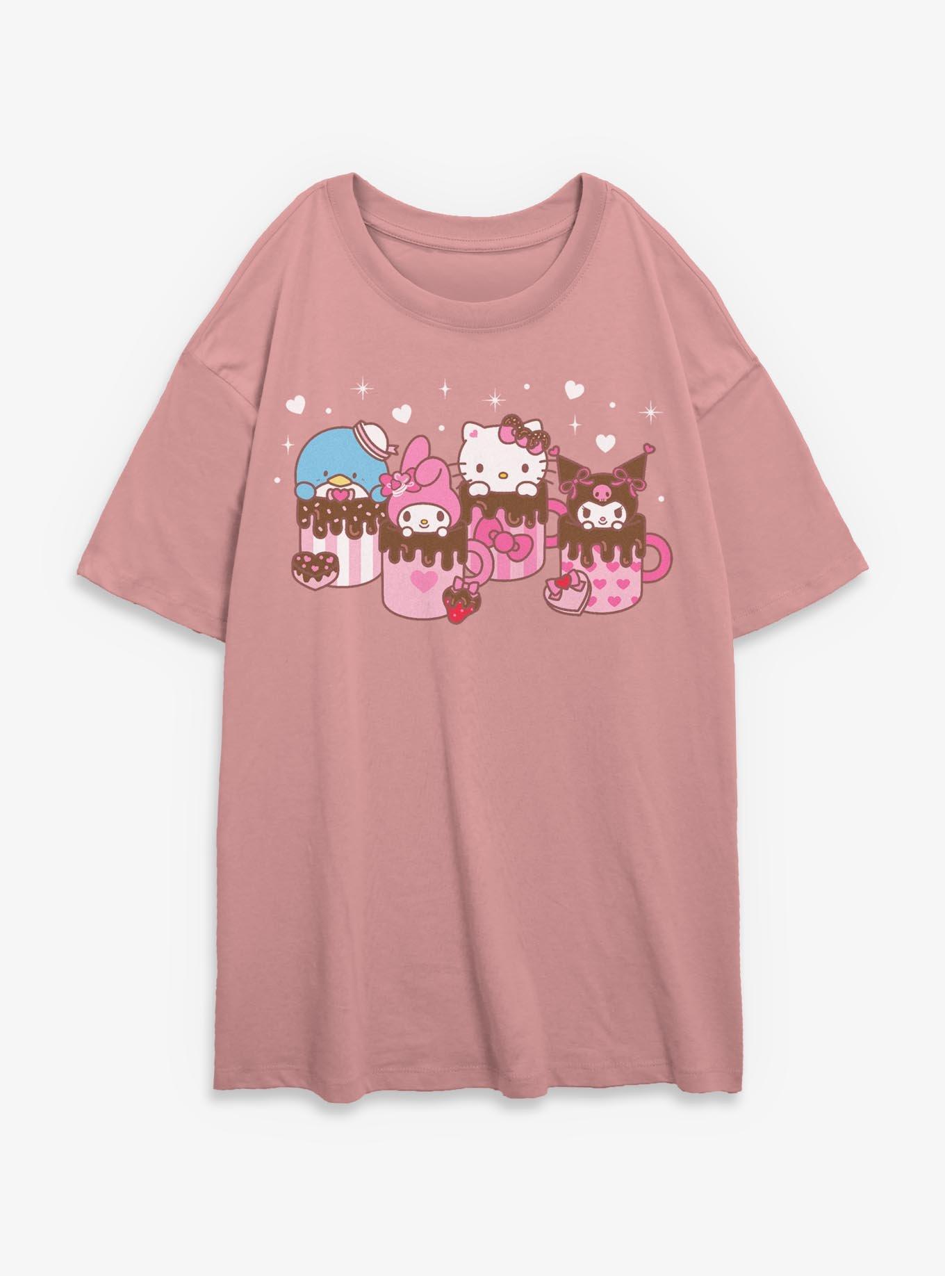Sanrio Hello Kitty Mug Friends Girls Oversized T-Shirt