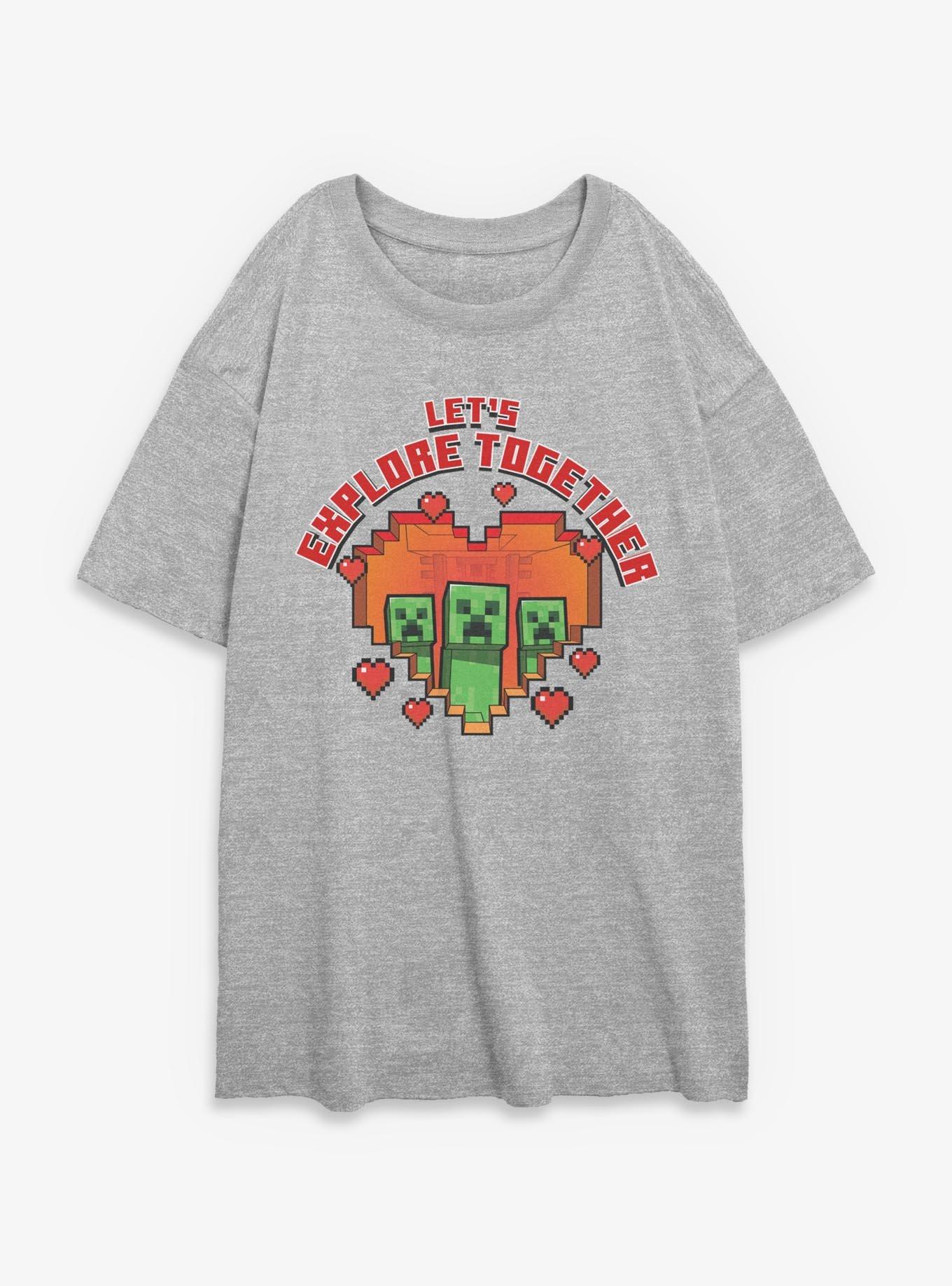 Minecraft Let's Explore Together Creeper Girls Oversized T-Shirt