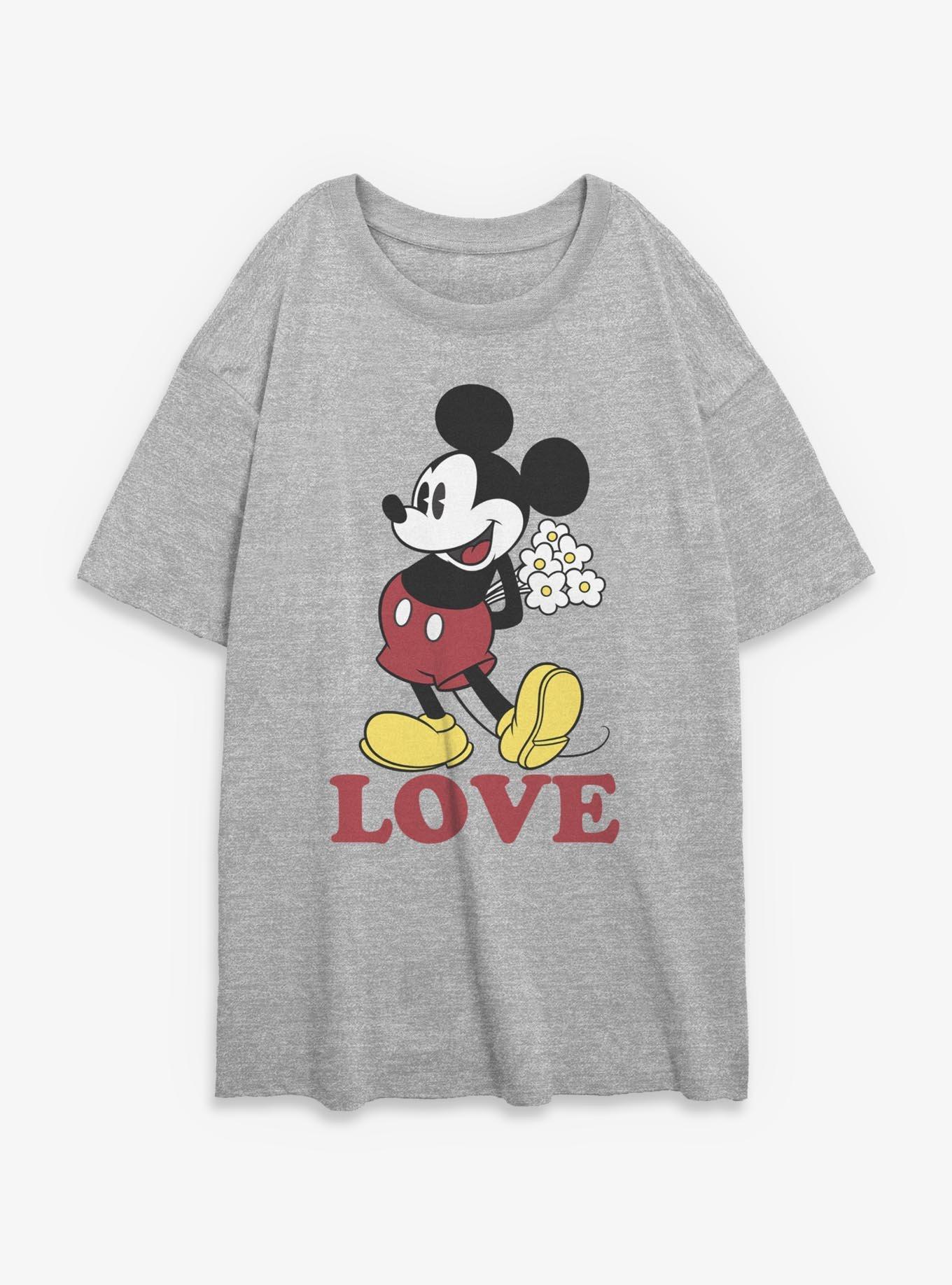 Disney Mickey Mouse Flowers Love Girls Oversized T-Shirt