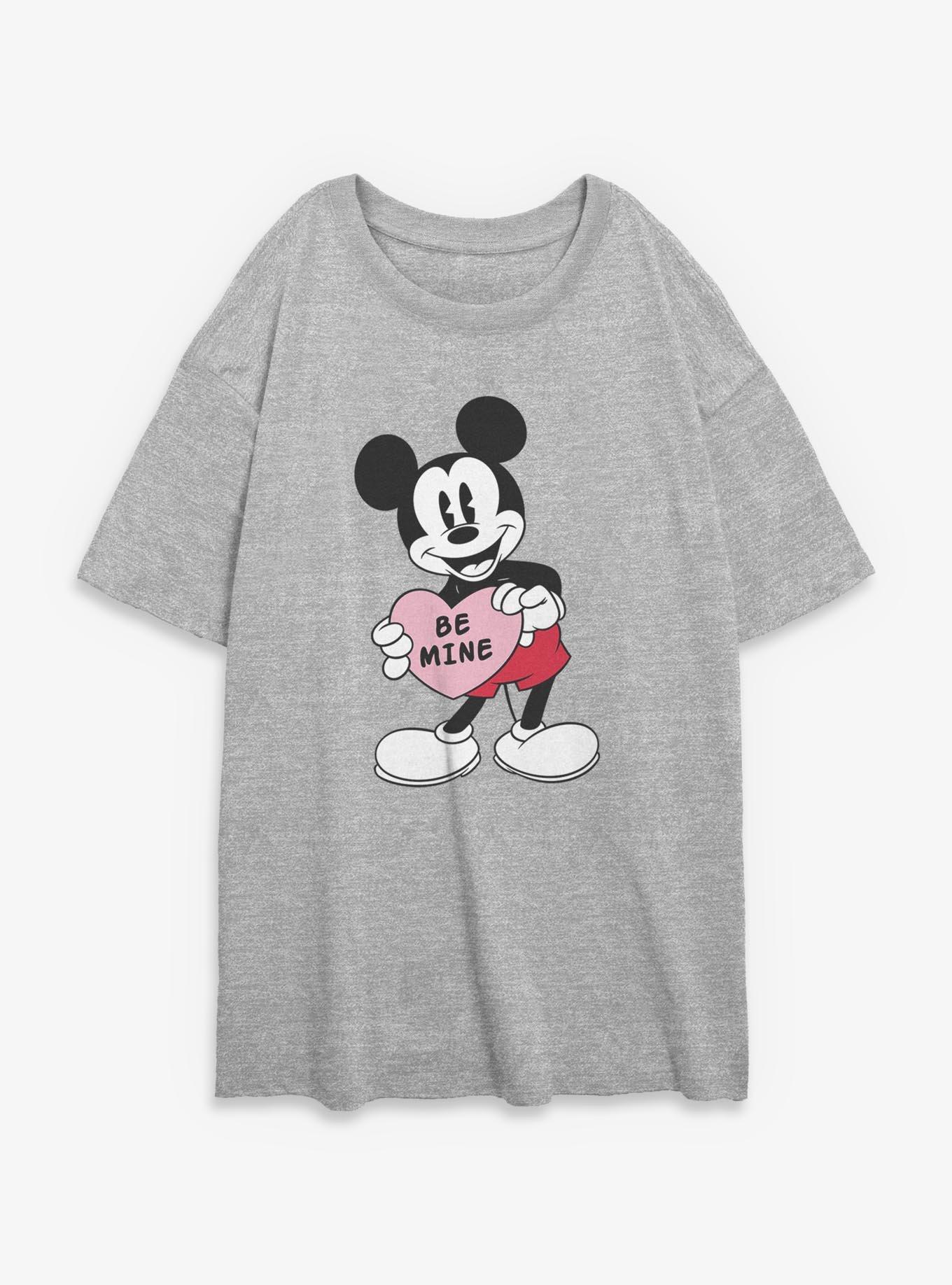 Disney Mickey Mouse Be Mine Heart Girls Oversized T-Shirt