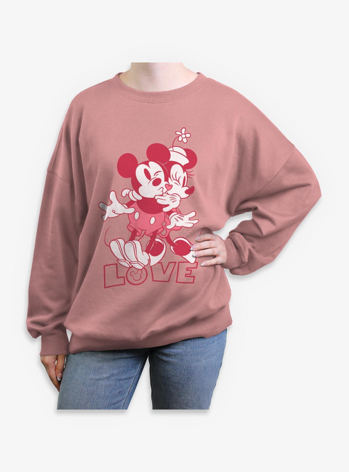 Disney Mickey Mouse & Minnie Mouse Kiss Love Girls Oversized Sweatshirt