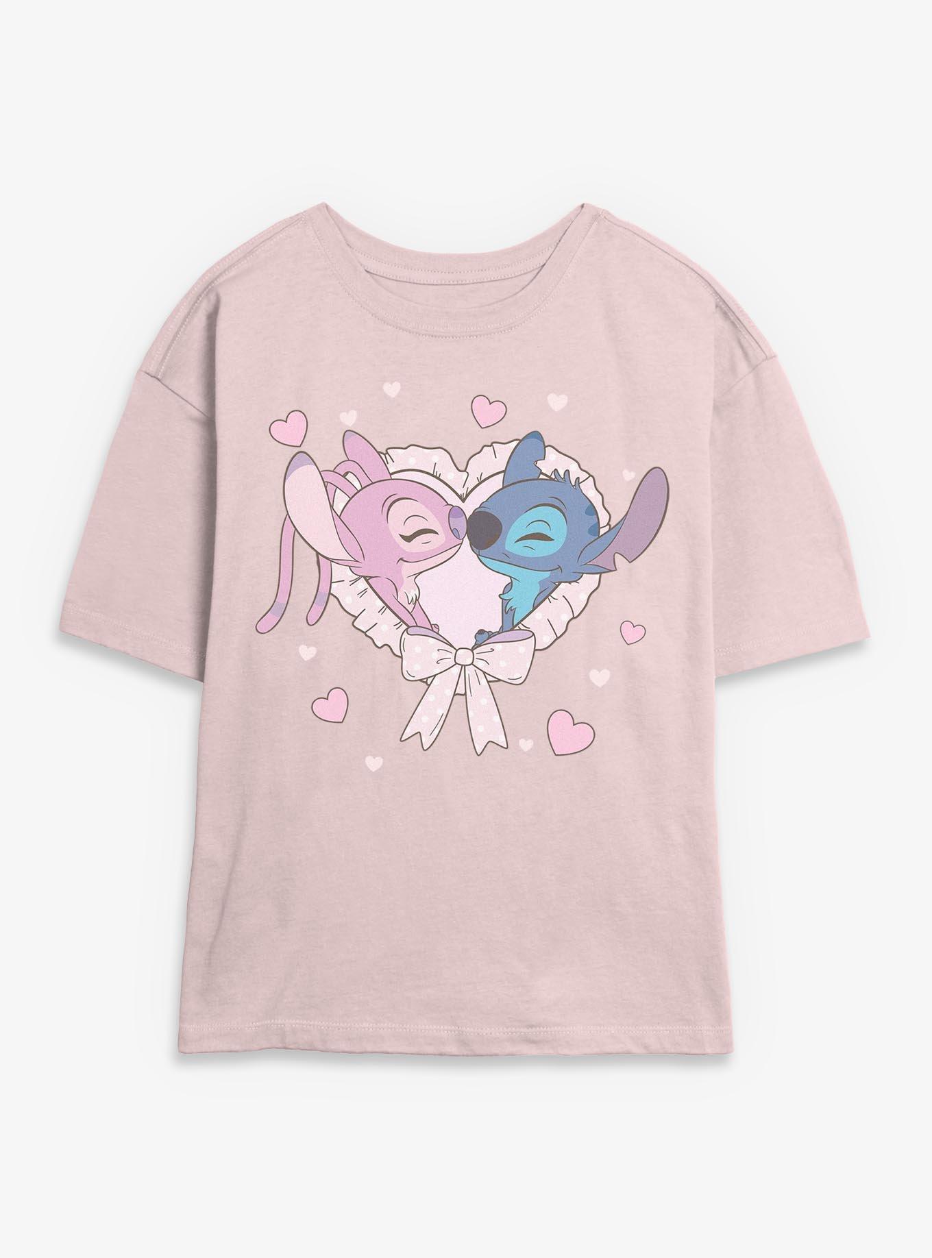 Disney Lilo & Stitch Angel Kiss Frilly Heart Girls Skimmer T-Shirt, , hi-res