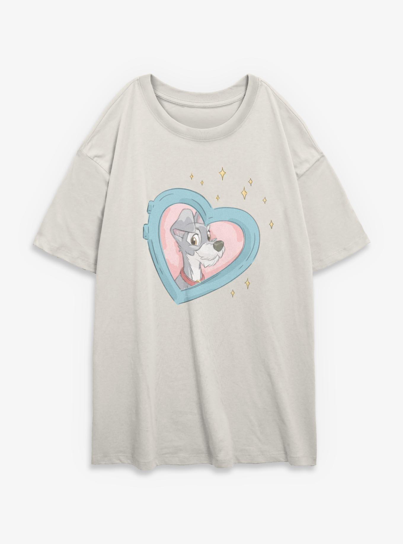 Disney Lady and the Tramp Heart Lockup Girls Oversized T-Shirt, , hi-res