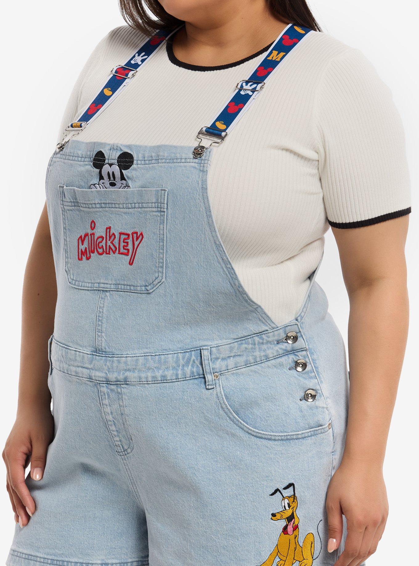 Disney Mickey Mouse Pluto Denim Shortalls Plus Size, , hi-res