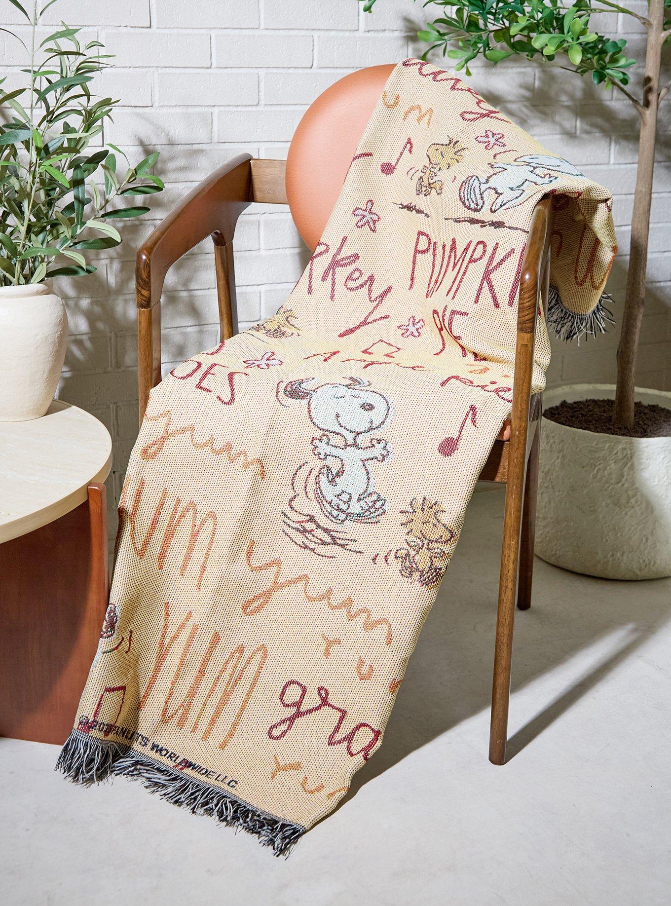 Peanuts Snoopy & Woodstock Fall Foods Allover Print Tapestry Throw - BoxLunch Exclusive, , hi-res