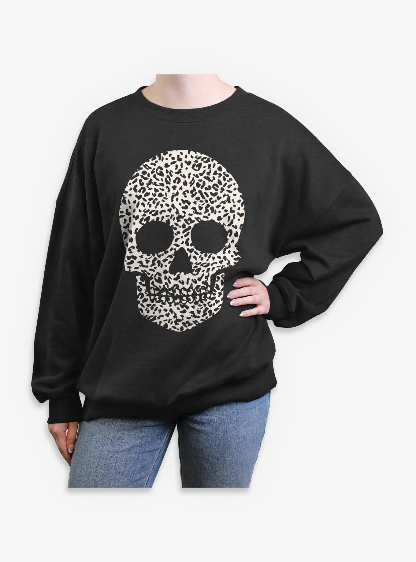Leopard Skull Girls Oversized Sweatshirt, , hi-res