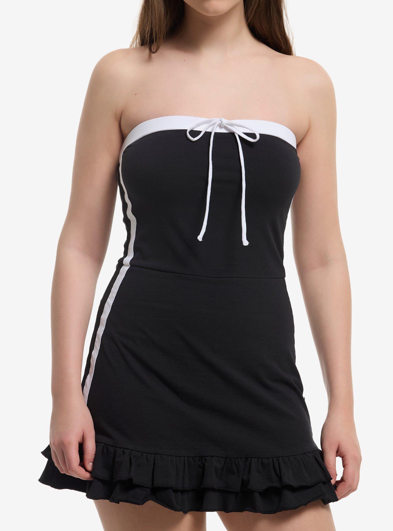 MARKET Black & White Stripe Strapless Skort Dress