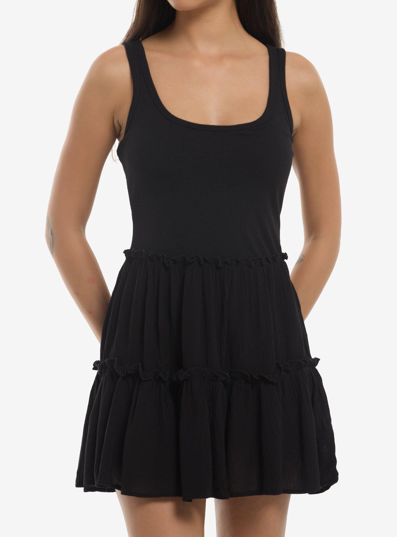 Black Tiered Mini Dress, , hi-res