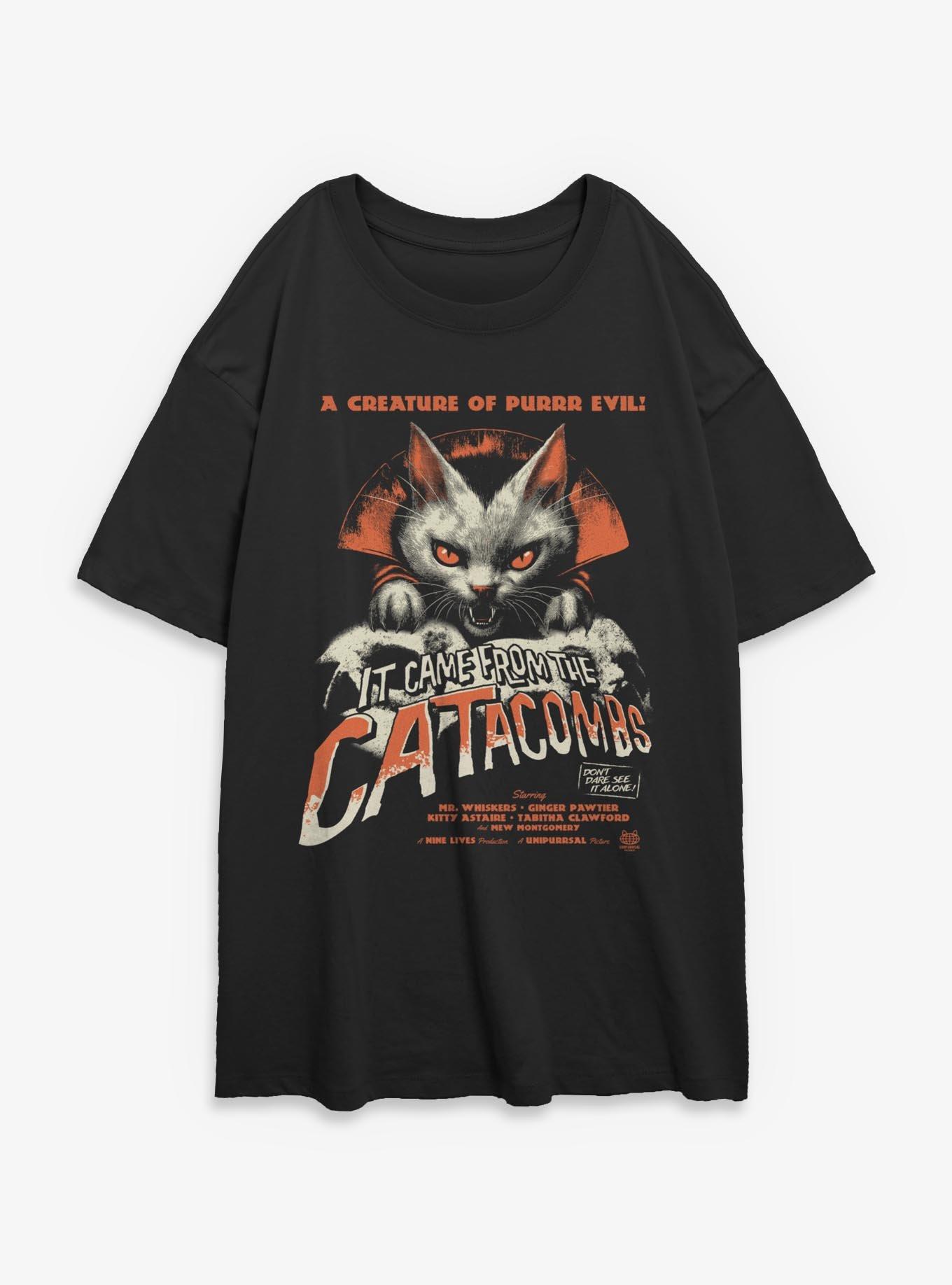 Vampire Cat Xerox Girls Oversized T-Shirt