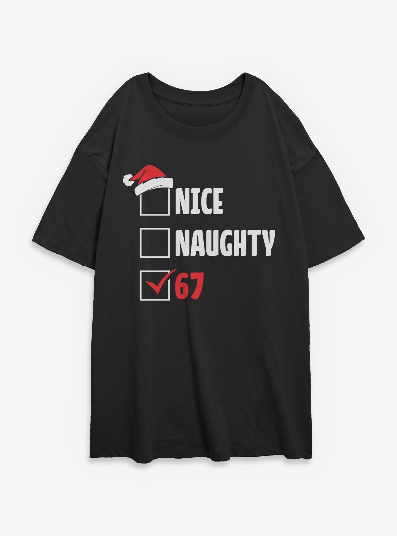 Nice Naught 67 Girls Oversized T-Shirt, BLACK, hi-res view 1