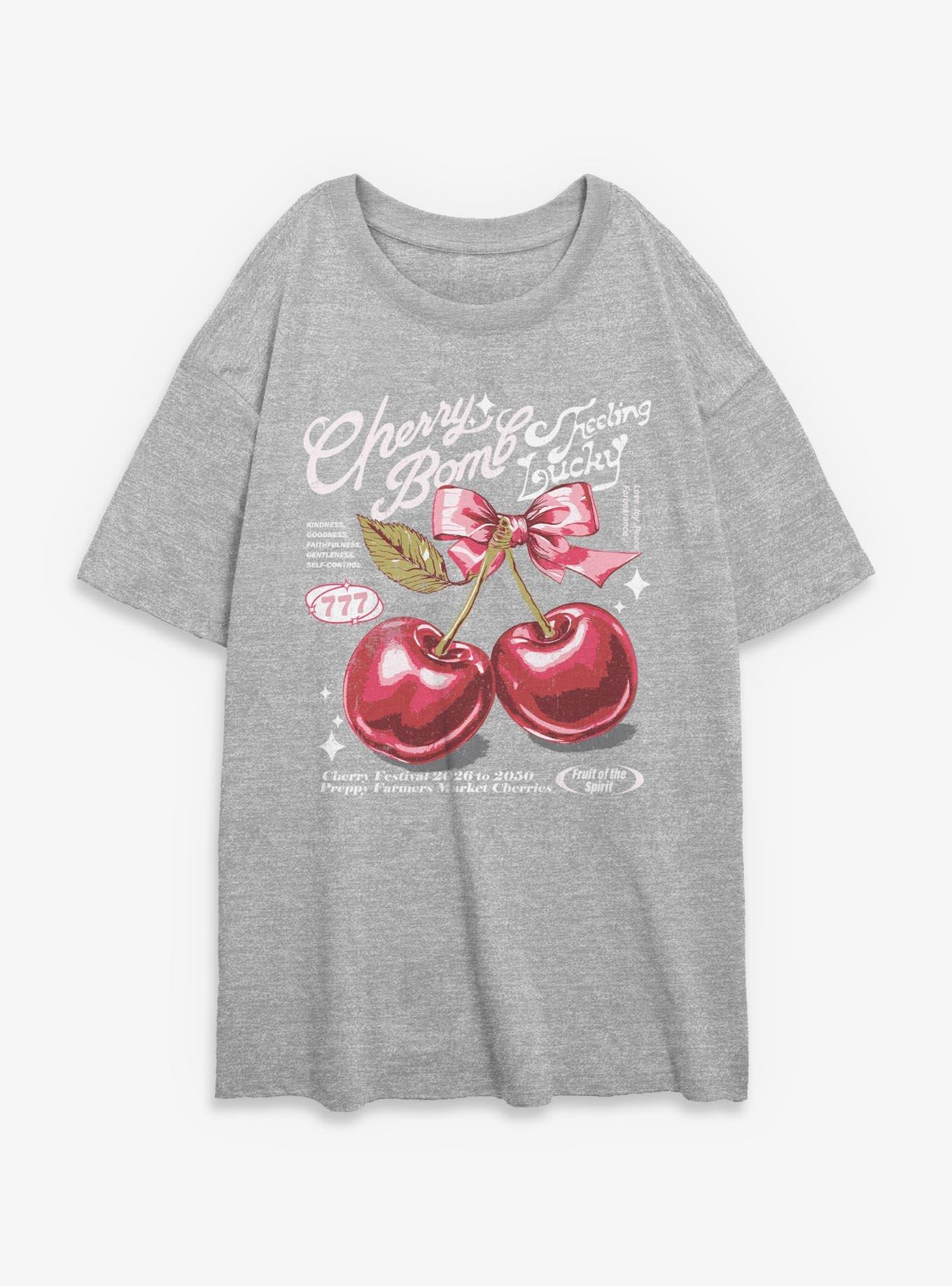 Feeling Lucky Girls Oversized T-Shirt, ATH HTR, hi-res view 1