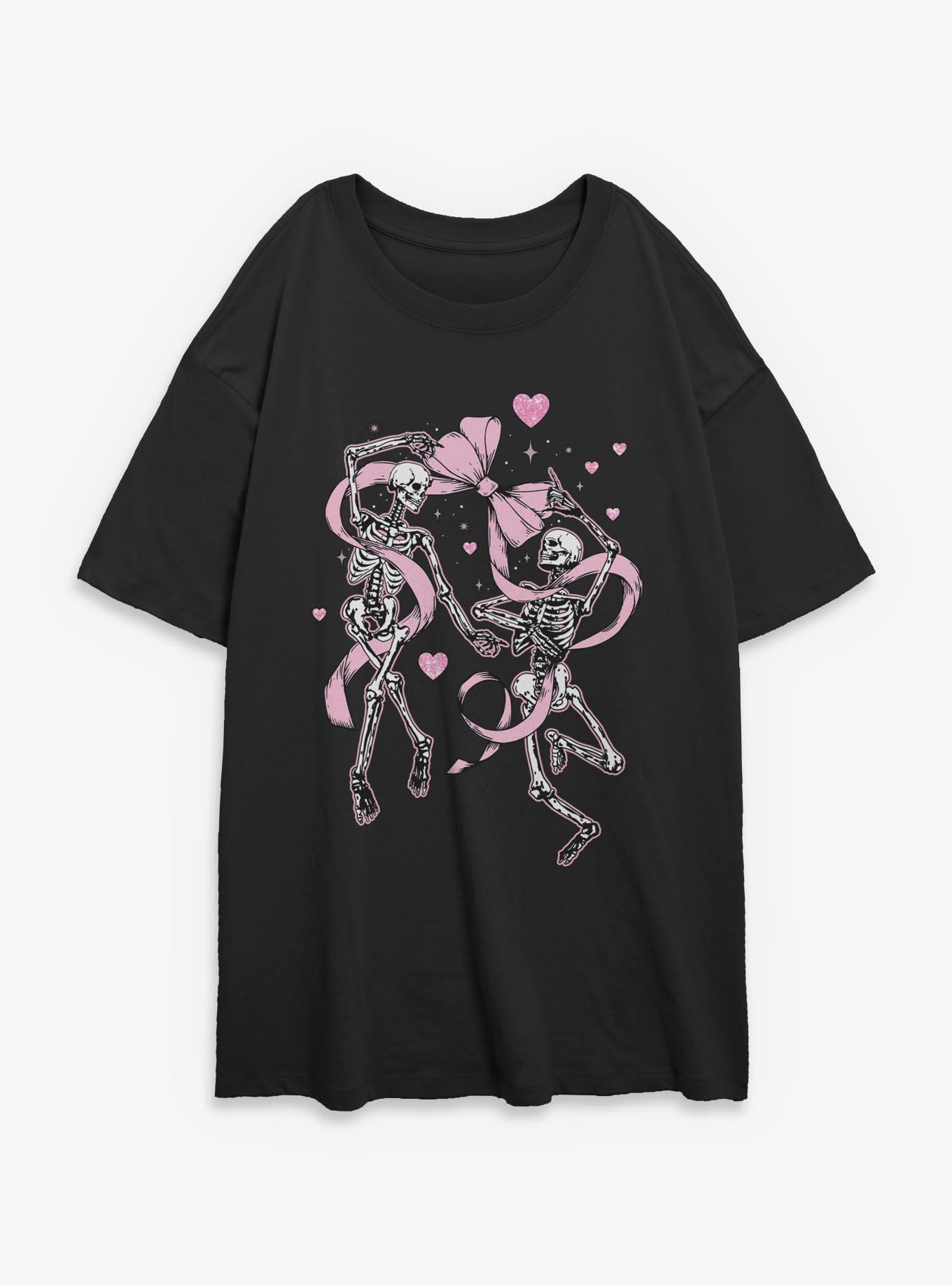 Dancing Skeleton Bow Girls Oversized T-Shirt, , hi-res