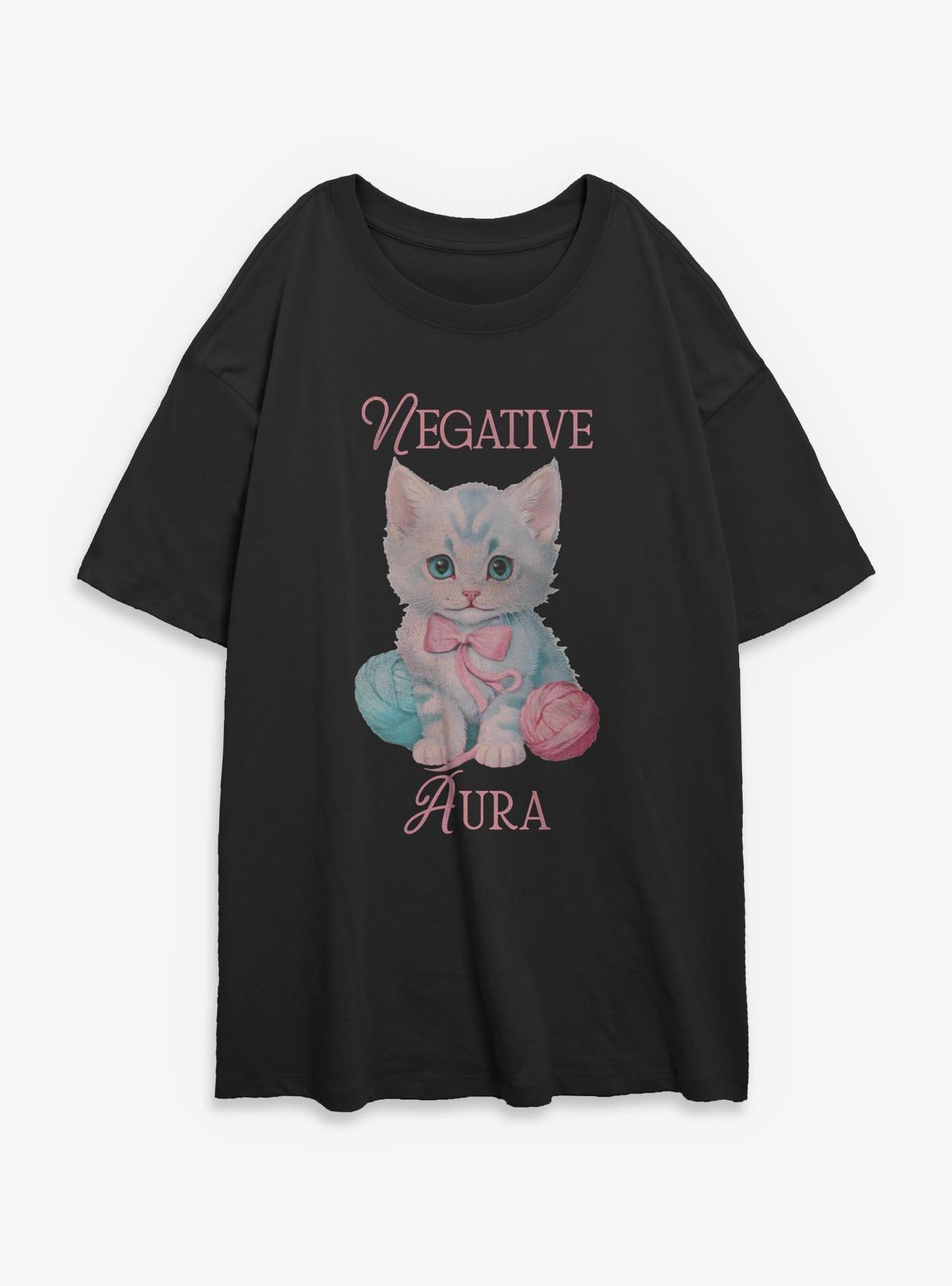 Negative Aura Girls Oversized T-Shirt, BLACK, hi-res view 1