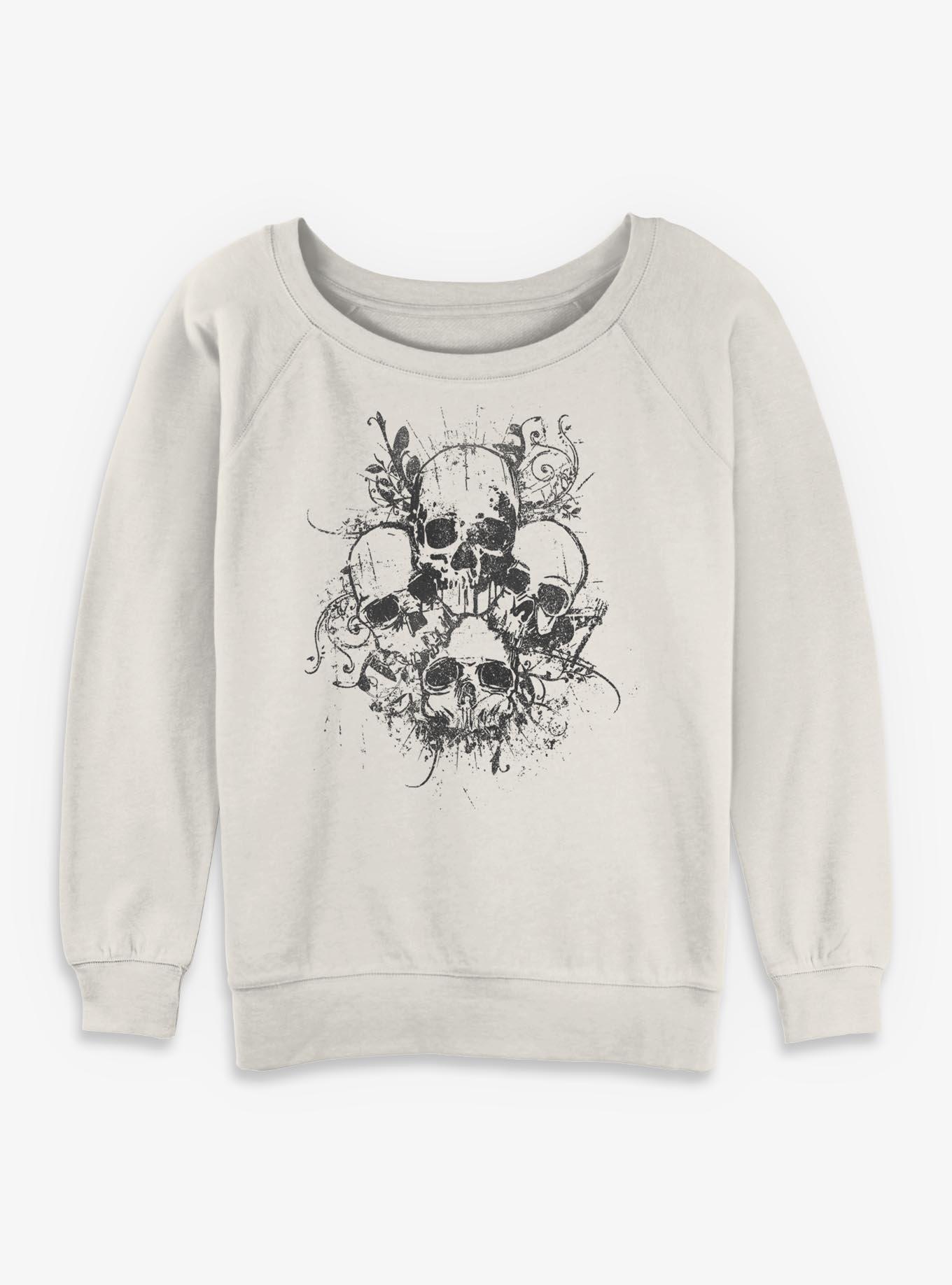 Grunge Skulls Girls Slouchy Sweatshirt, , hi-res