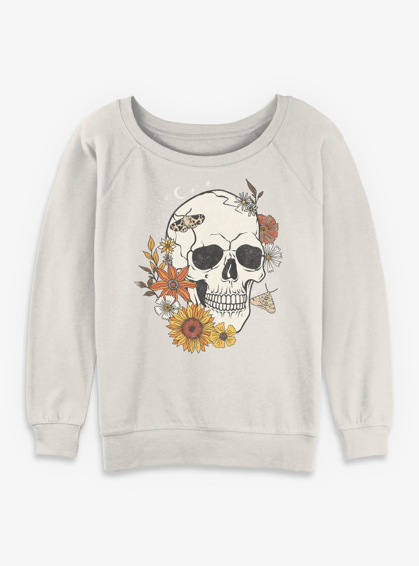 Skeleton Flowers Girls Slouchy Sweatshirt