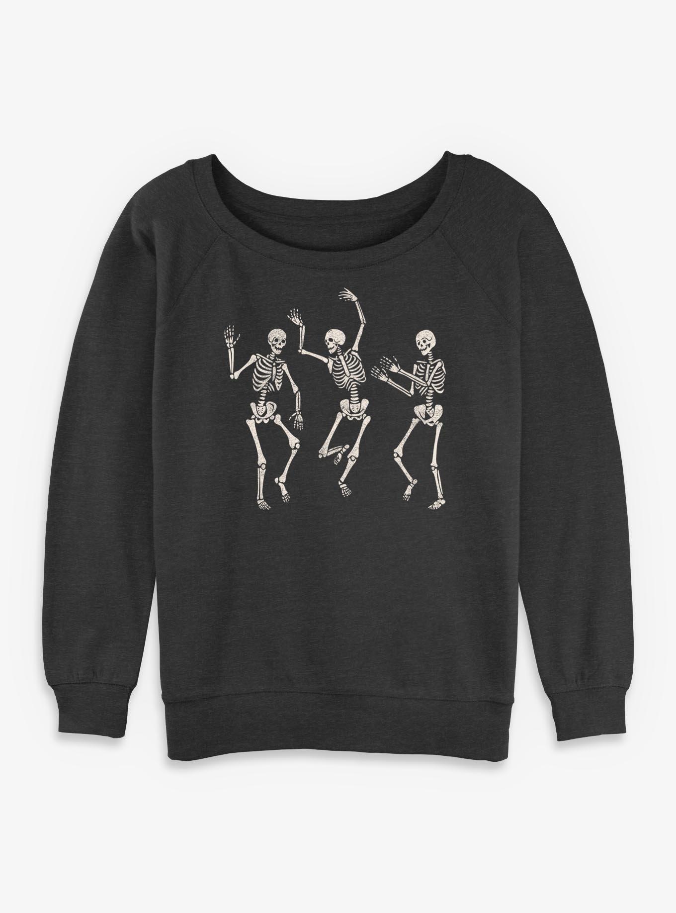 Skeleton Dance Girls Slouchy Sweatshirt, CHAR HTR, hi-res view 1
