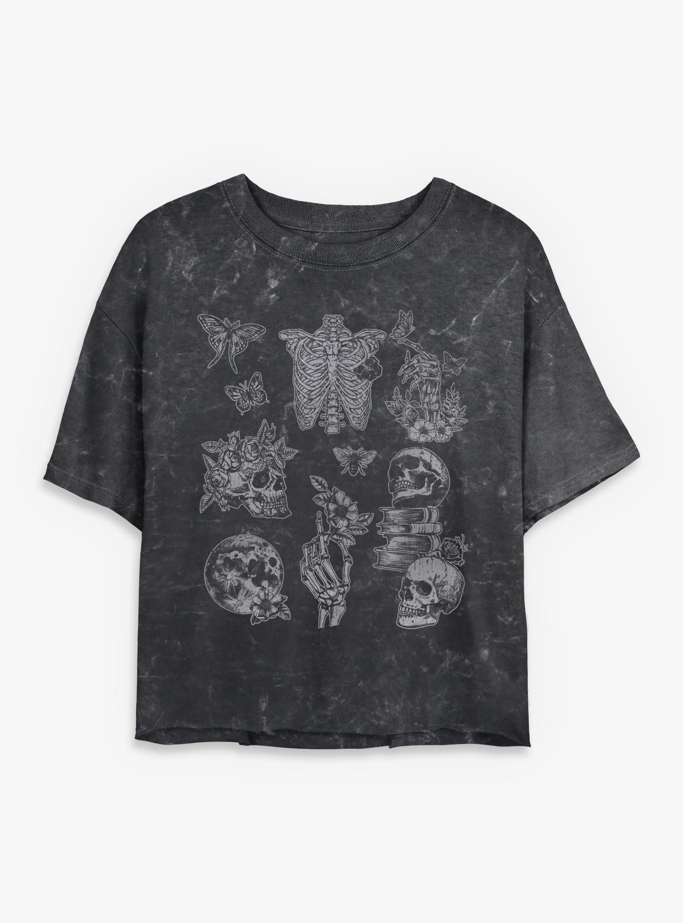 Botanical Goth Girls Mineral Wash Crop T-Shirt