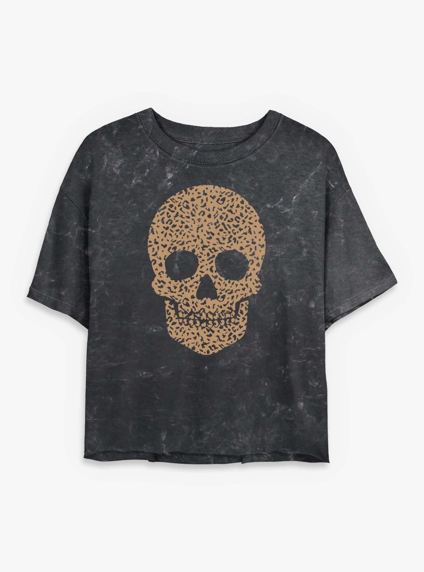 Gradient Skull Girls Mineral Wash Crop T-Shirt, , hi-res