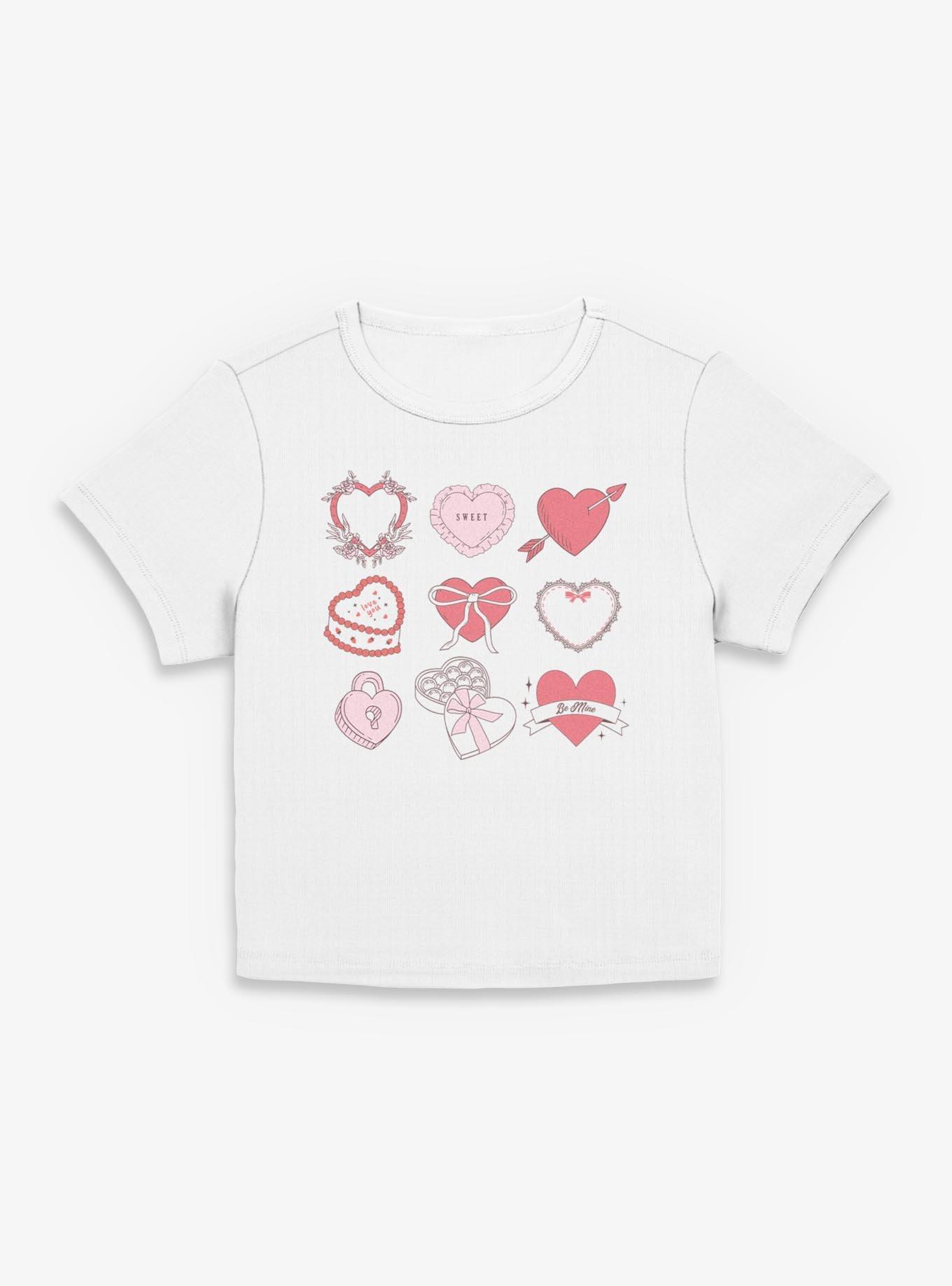 Hearts Cute Grid Girls Baby T-Shirt