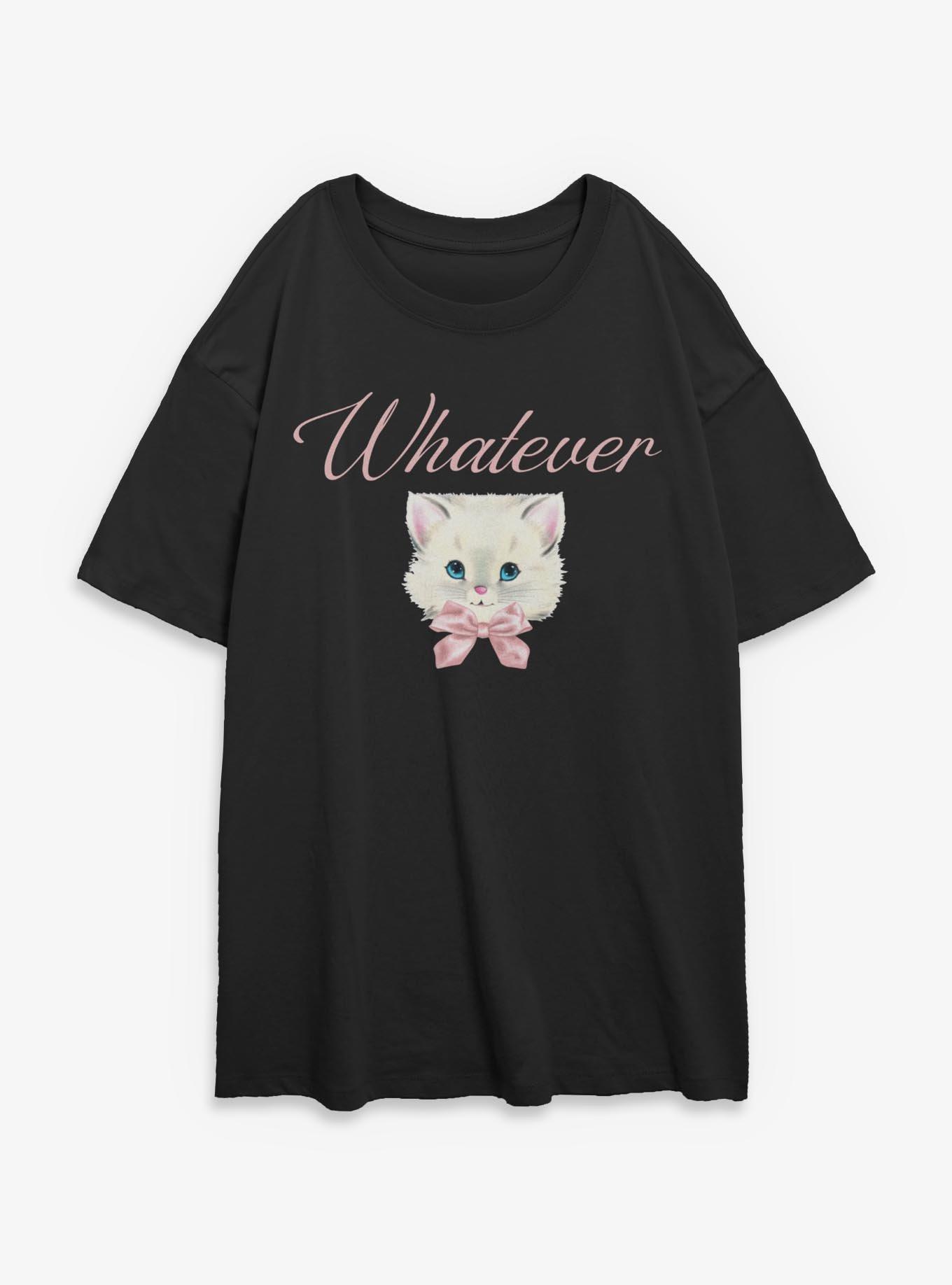 Whatever Kitten Girls Oversized T-Shirt
