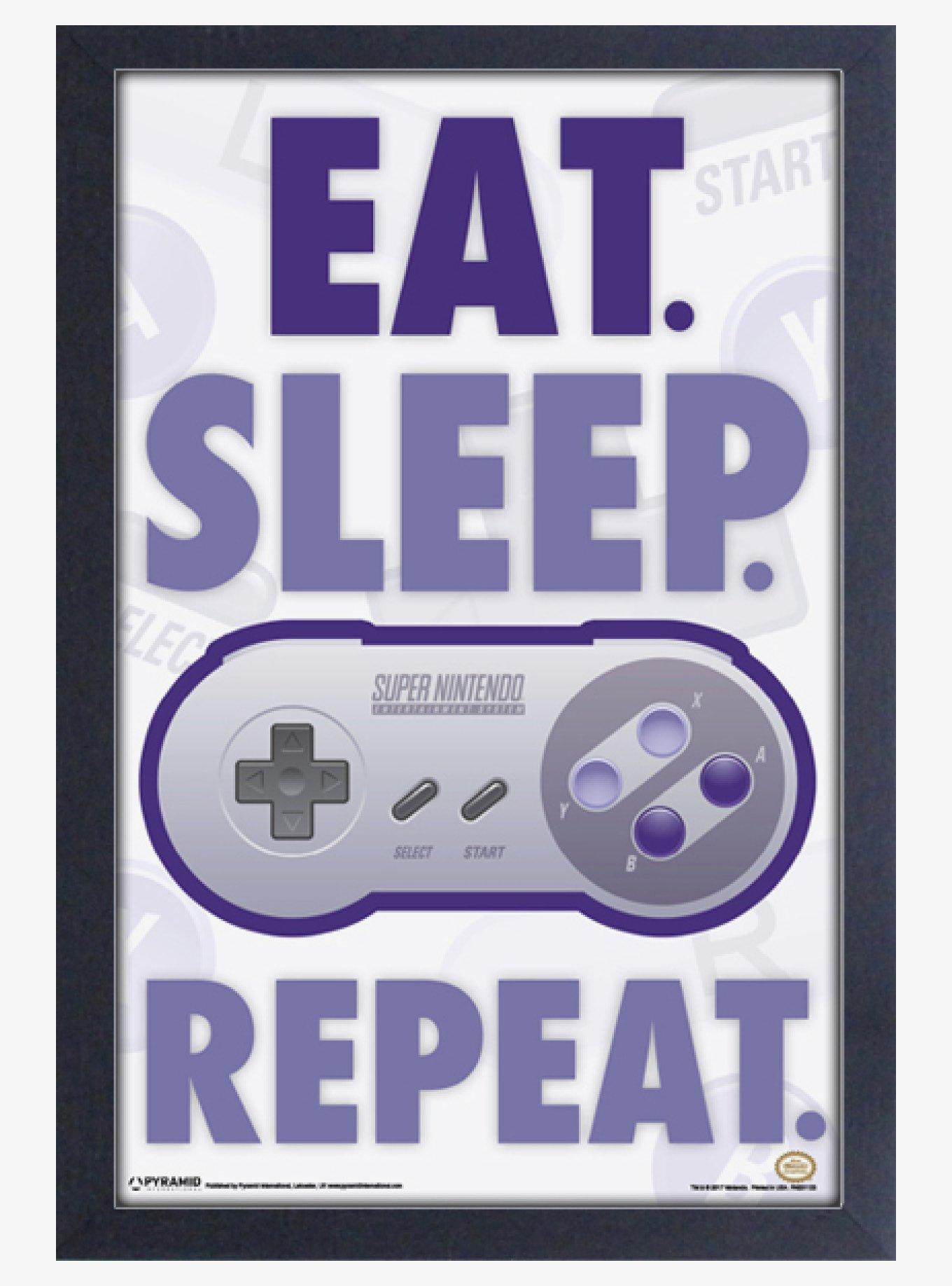 Nintendo Eat Sleep Game R 11x17" Framed Poster