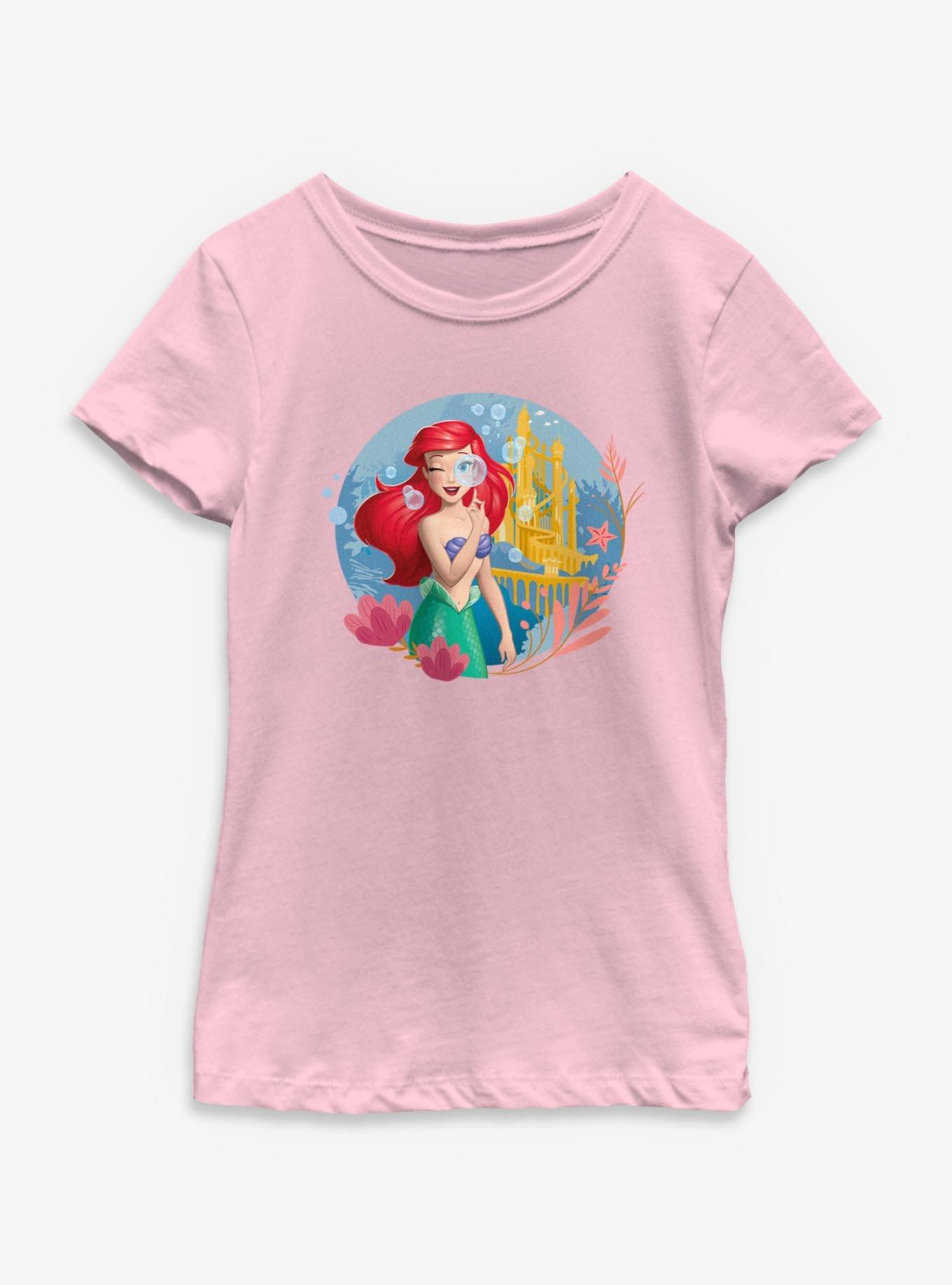 Disney The Little Mermaid Ariel Castle And Bubbles Youth Girls T-Shirt