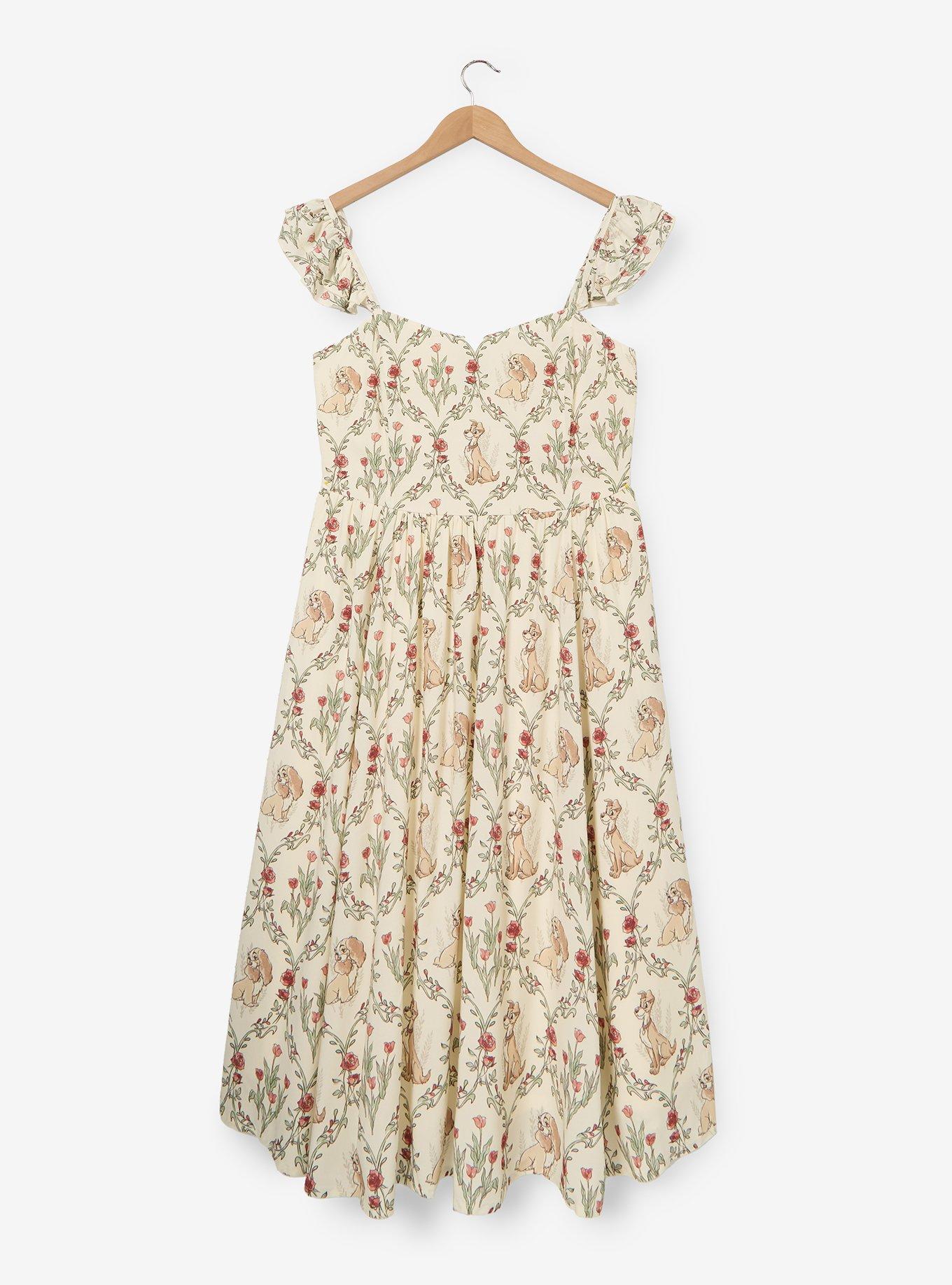Disney Lady & The Tramp Floral Ruffle Tank Plus Size Dress - BoxLunch Exclusive, , hi-res