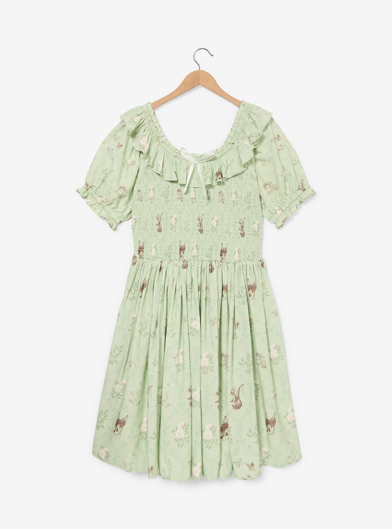 Disney Bambi Floral Allover Print Plus Size Smock Dress - BoxLunch Exclusive, , hi-res