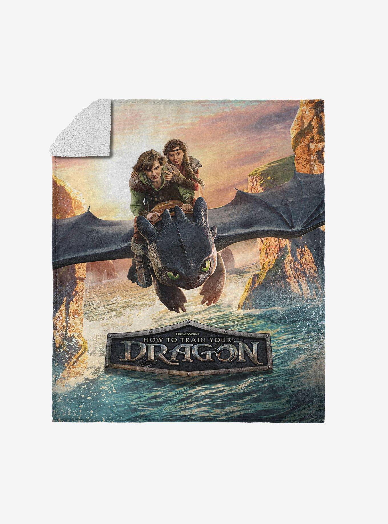 How to Train Your Dragon: Live Action Flight Above the Sea Silk Touch Sherpa Throw Blanket, , hi-res