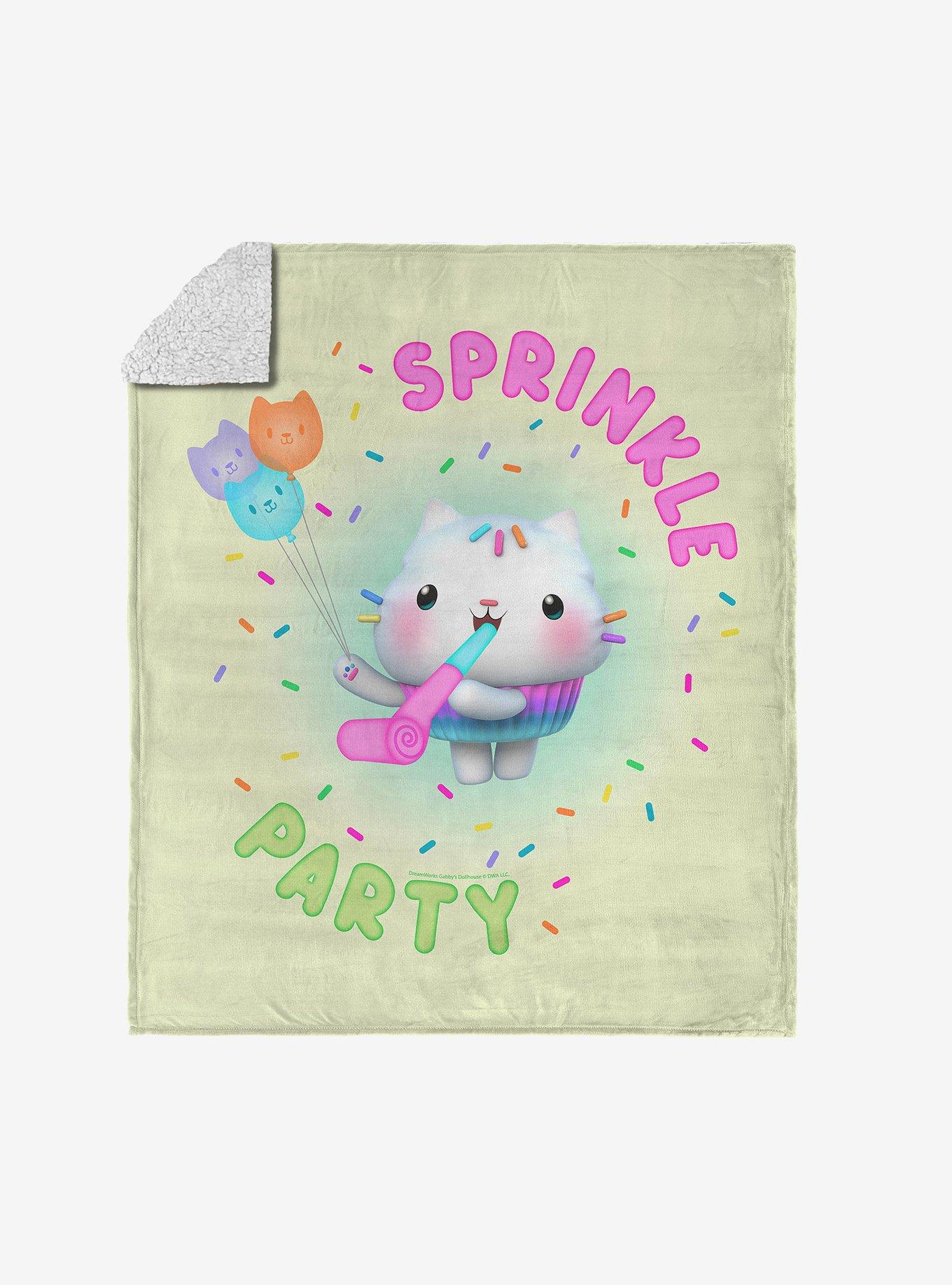 Gabby's Dollhouse Sprinkle Party Silk Touch Sherpa Throw Blanket, , hi-res