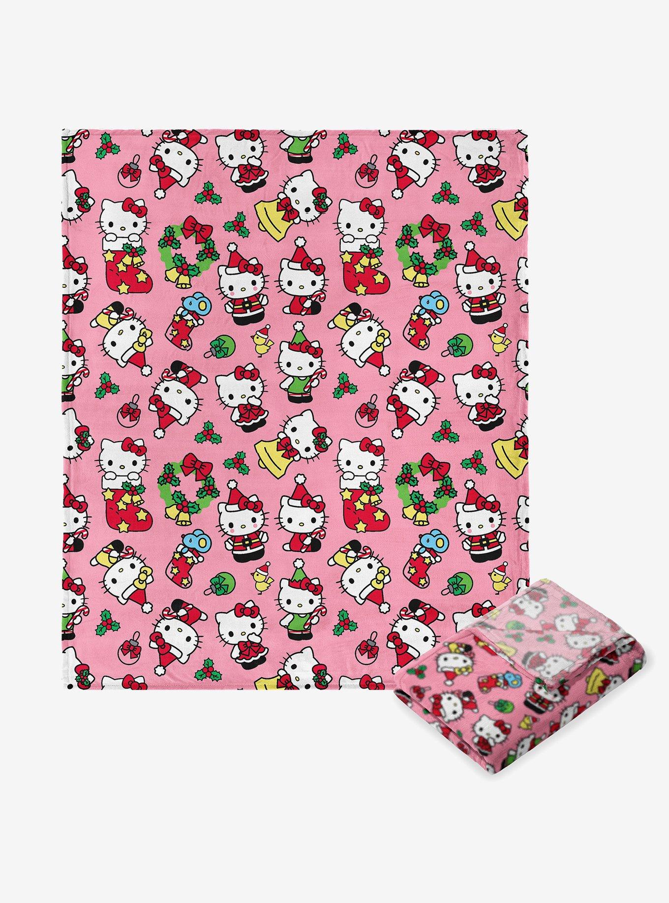 Hello Kitty Hello Mistletoe Pink Silk Touch Throw Blanket