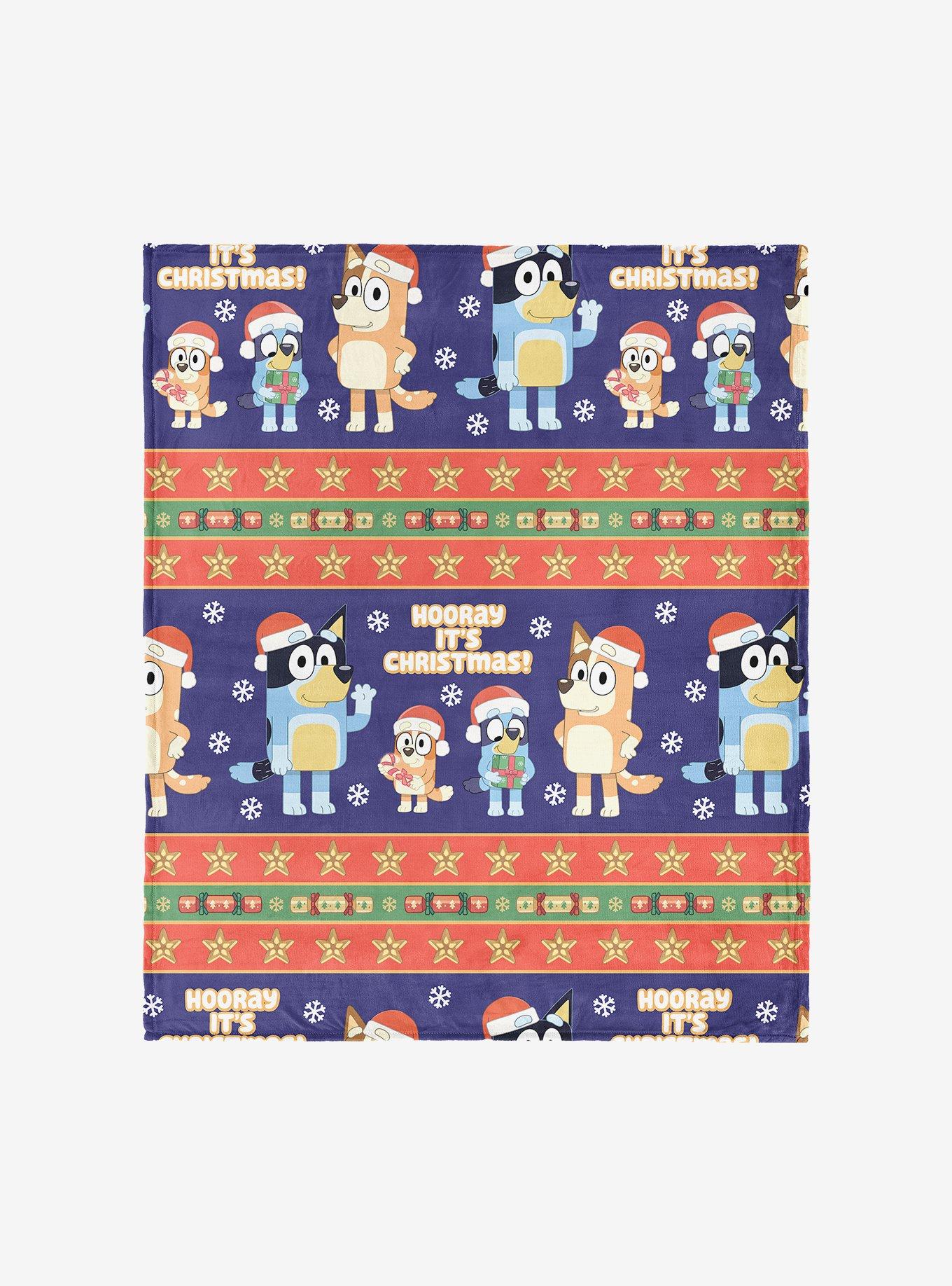Bluey Holiday Stripe Heelers Silk Touch Throw Blanket, , hi-res