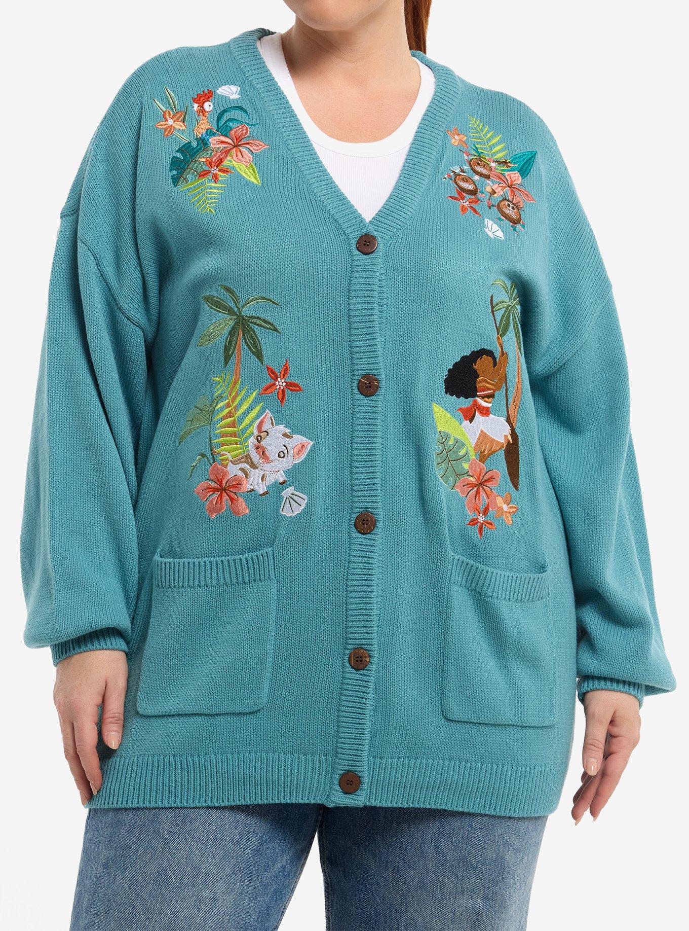 Disney Moana Embroidered Girls Cardigan Plus Size, , hi-res