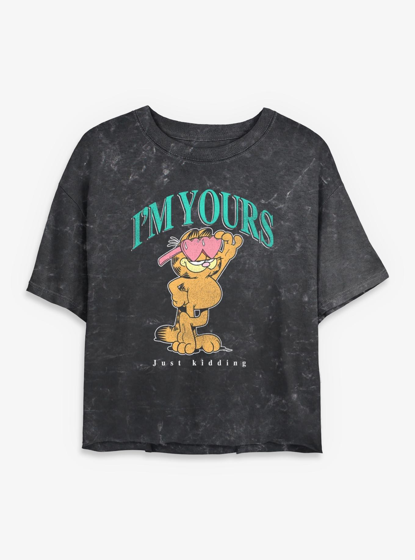 Garfield I'm Yours Womens Mineral Wash Crop T-Shirt, , hi-res