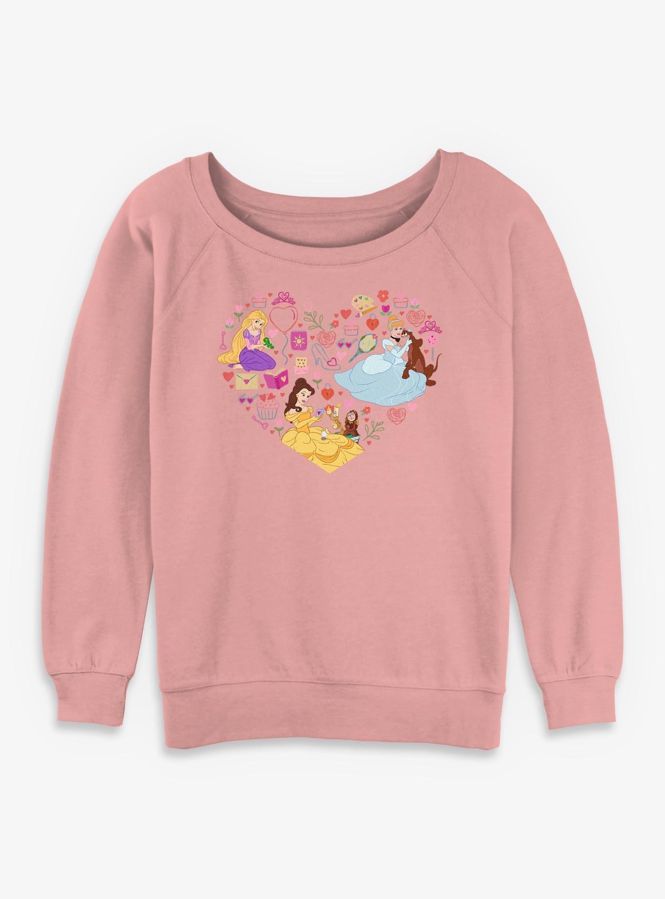 Disney Princesses & Pet Friends Heart Womens Slouchy Sweatshirt